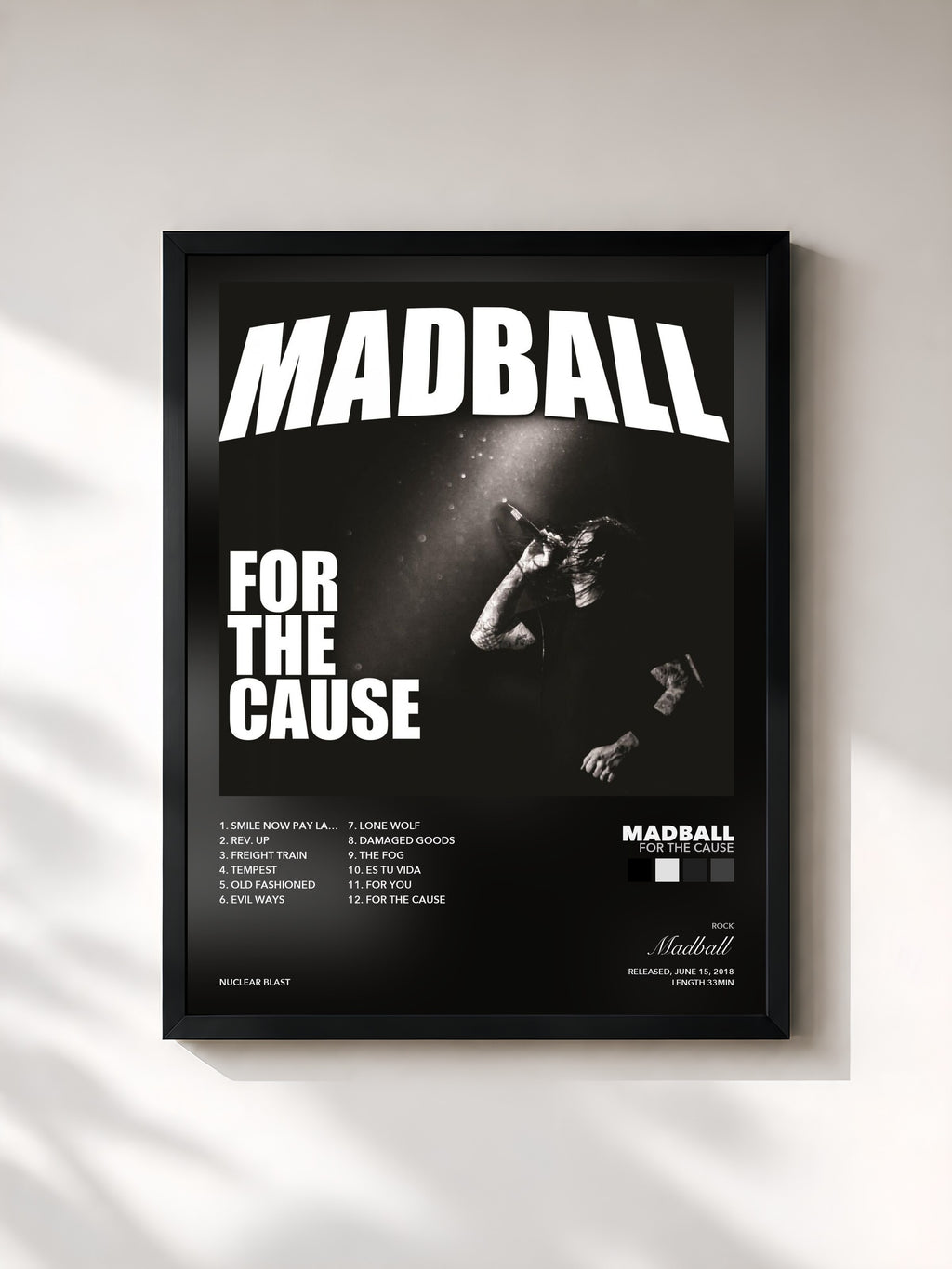 Tableau de l'album For the Cause de Madball, imprimé et encadré en France