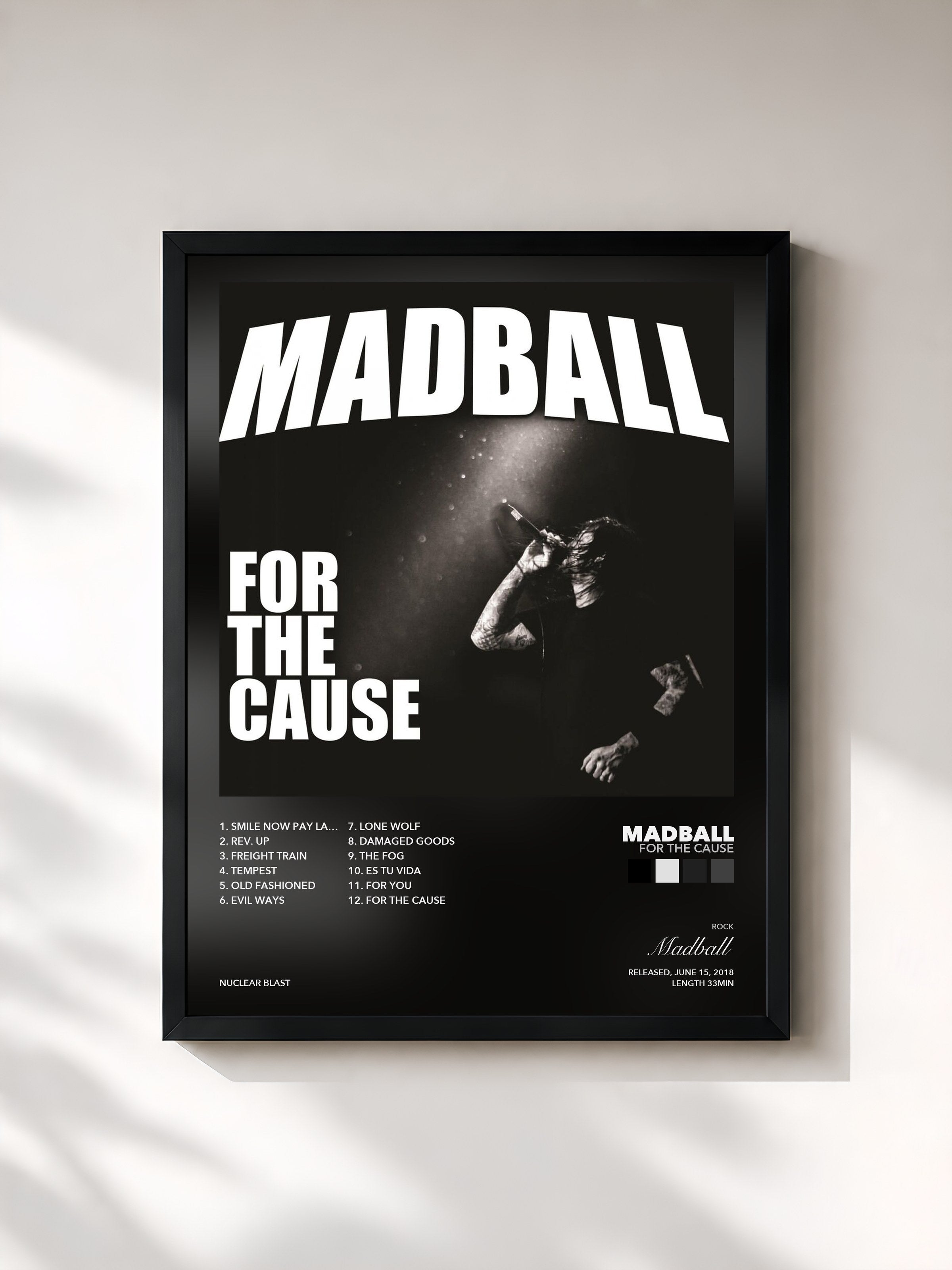 Tableau de l'album For the Cause de Madball, imprimé et encadré en France