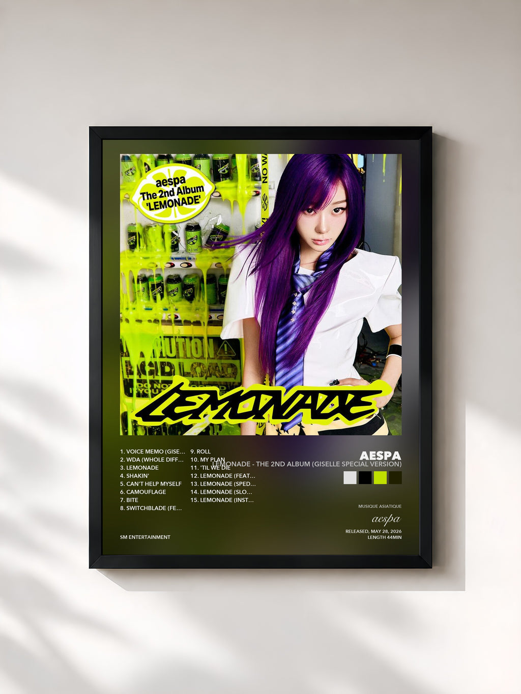 Tableau de l'album LEMONADE - The 2nd Album (GISELLE Special Version) de aespa, imprimé et encadré en France