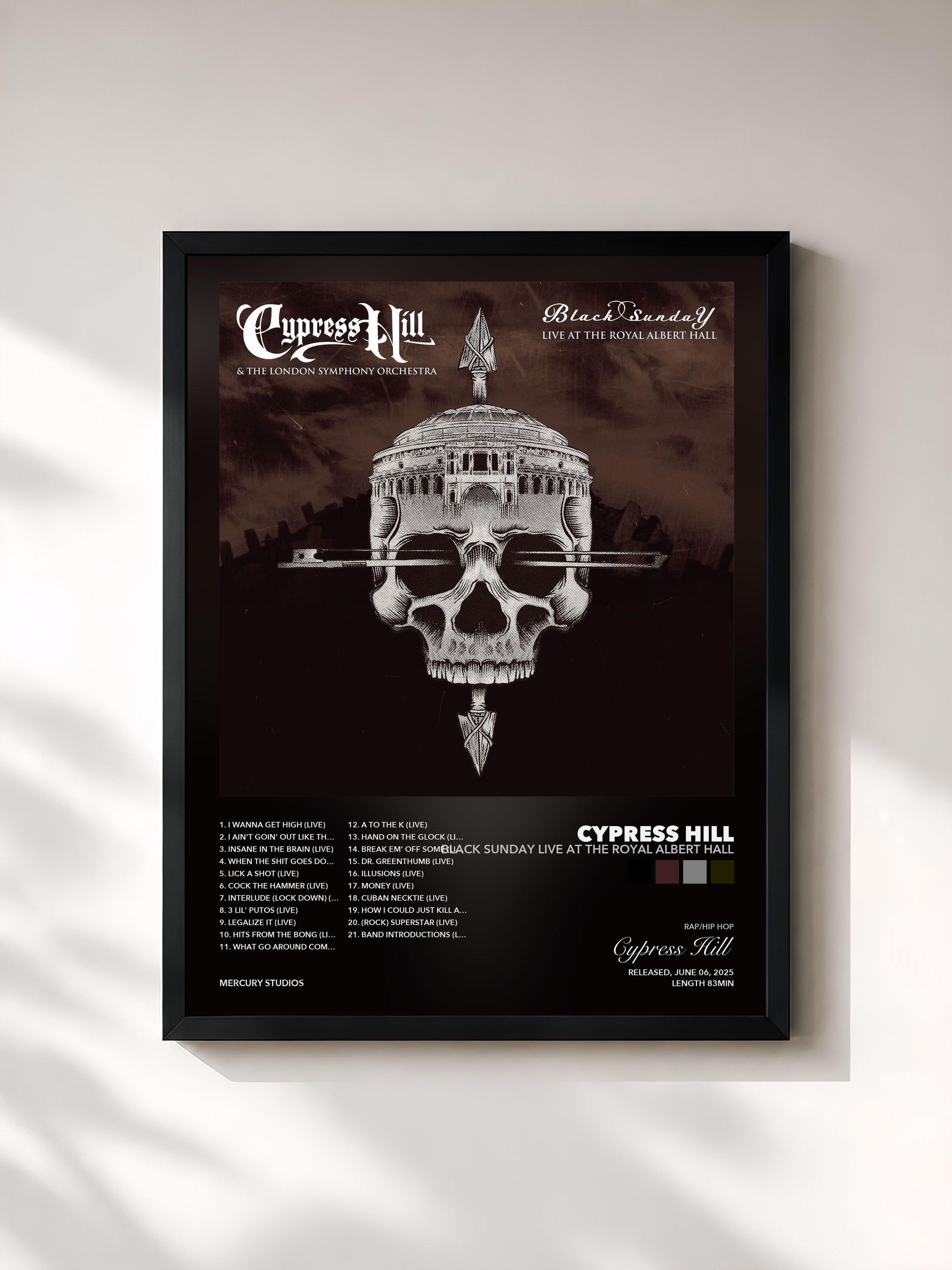 Tableau de l'album Black Sunday Live At The Royal Albert Hall de Cypress Hill, imprimé et encadré en France