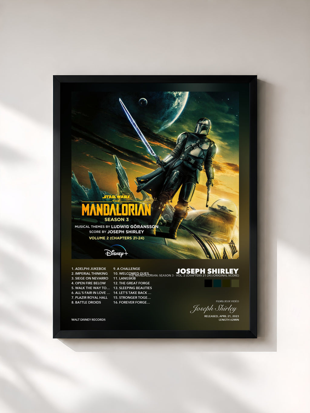 Tableau de l'album The Mandalorian: Season 3 - Vol. 2 (Chapters 21-24) (Original Score) de Joseph Shirley, imprimé et encadré en France