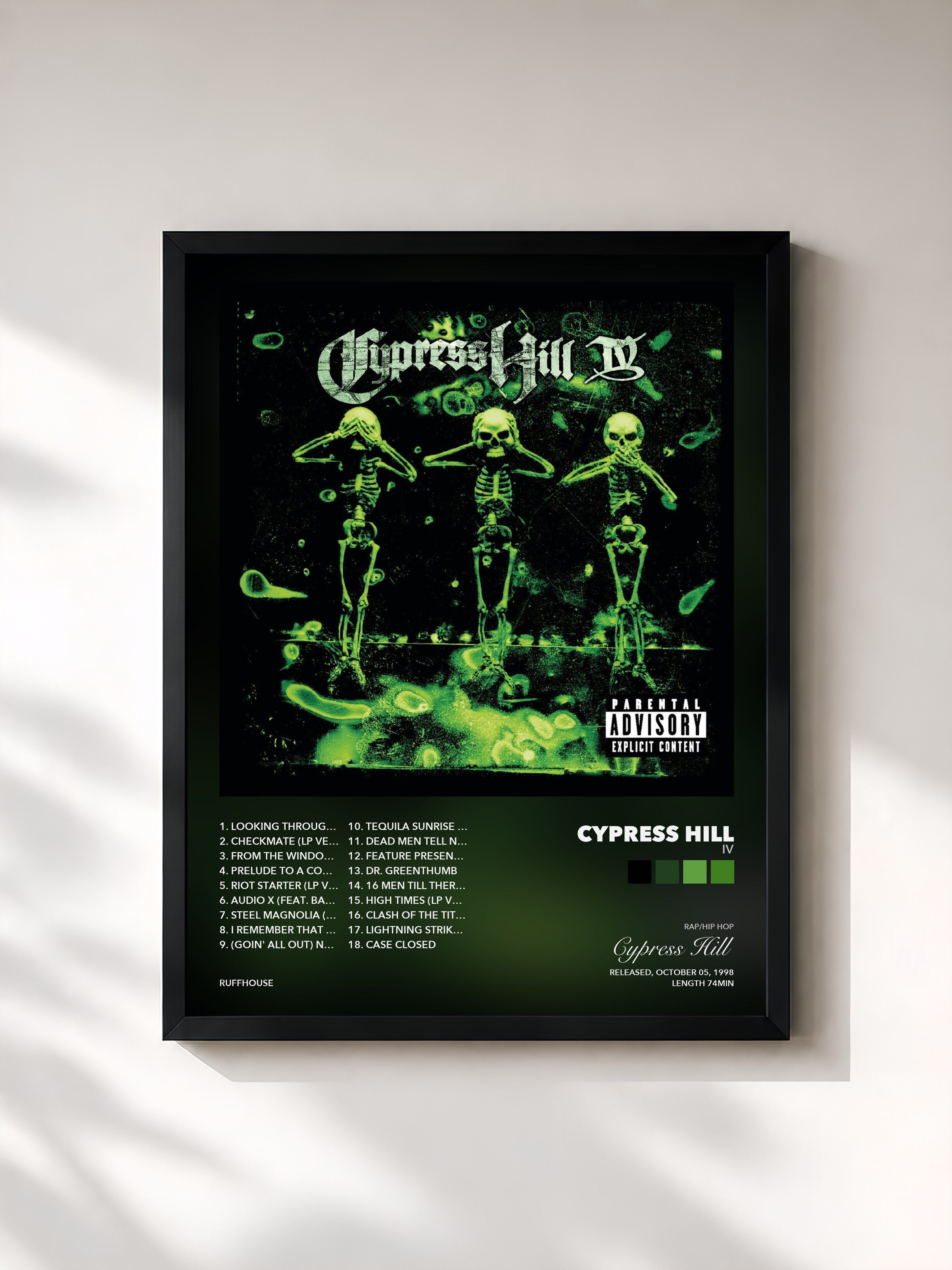 Tableau de l'album IV de Cypress Hill, imprimé et encadré en France