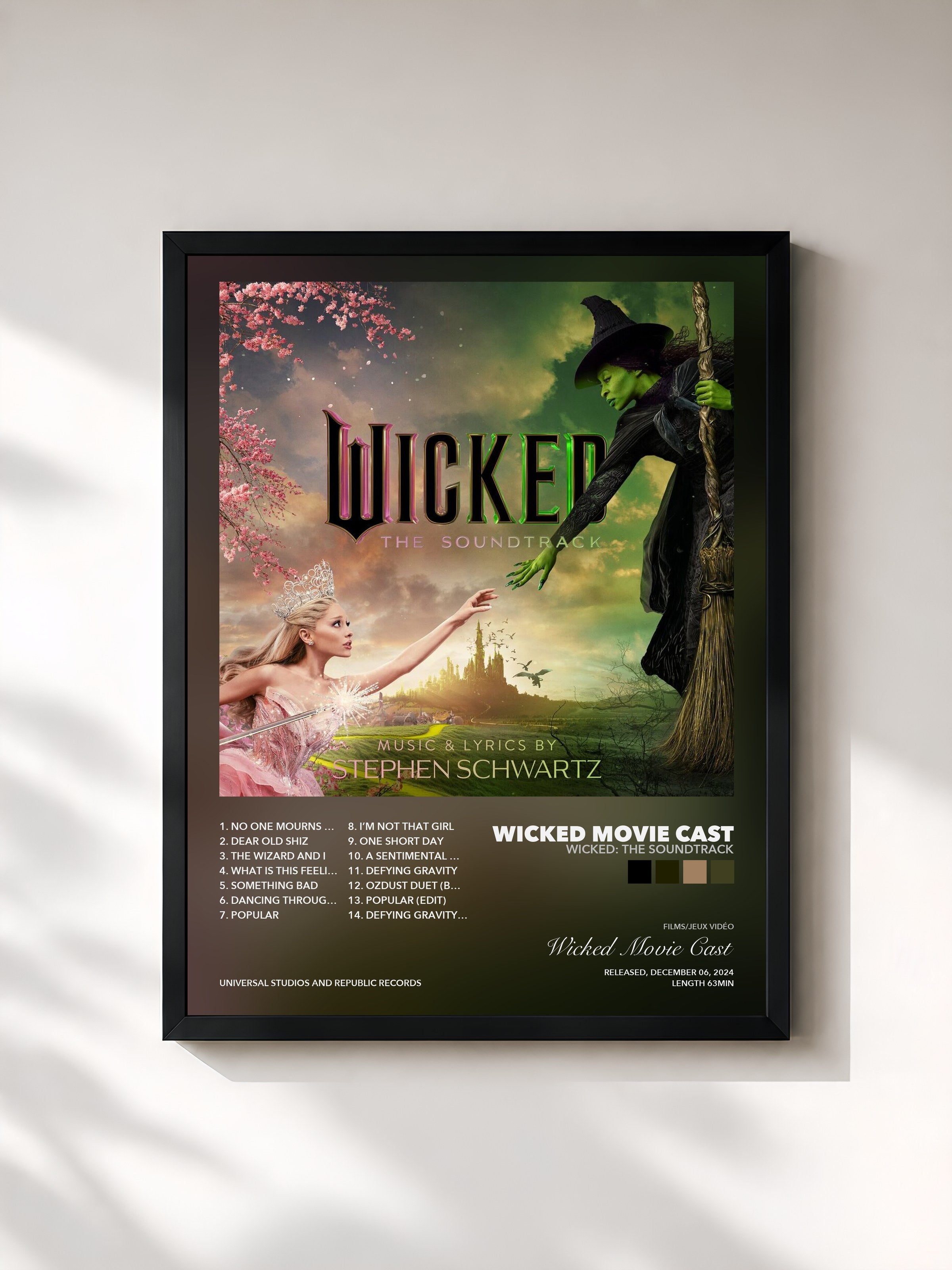 Tableau de l'album Wicked: The Soundtrack de Wicked Movie Cast, imprimé et encadré en France