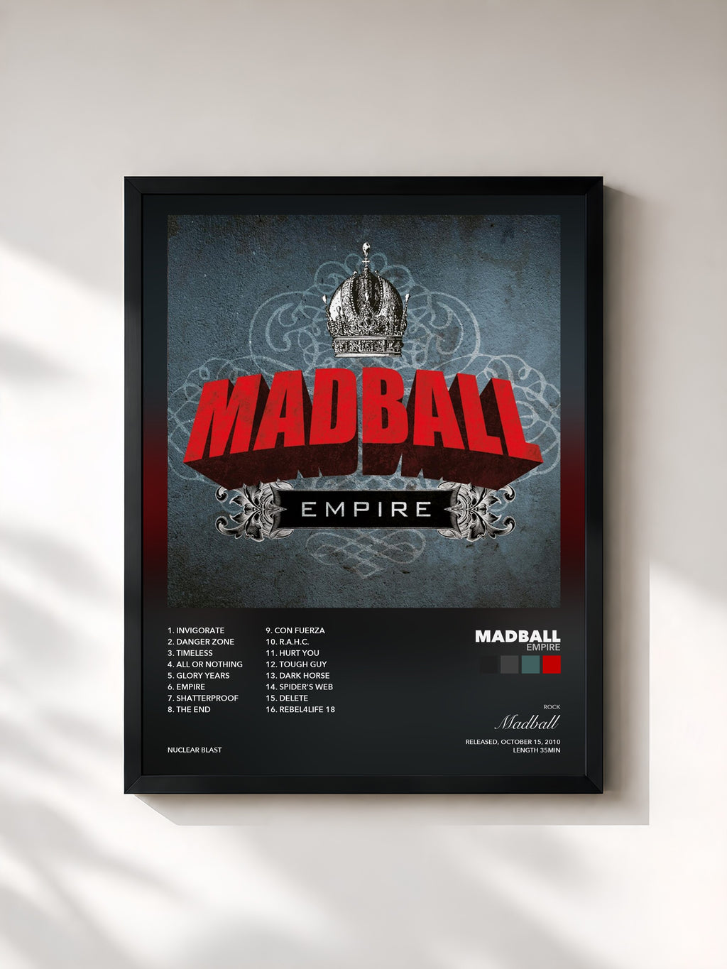 Tableau de l'album Empire de Madball, imprimé et encadré en France