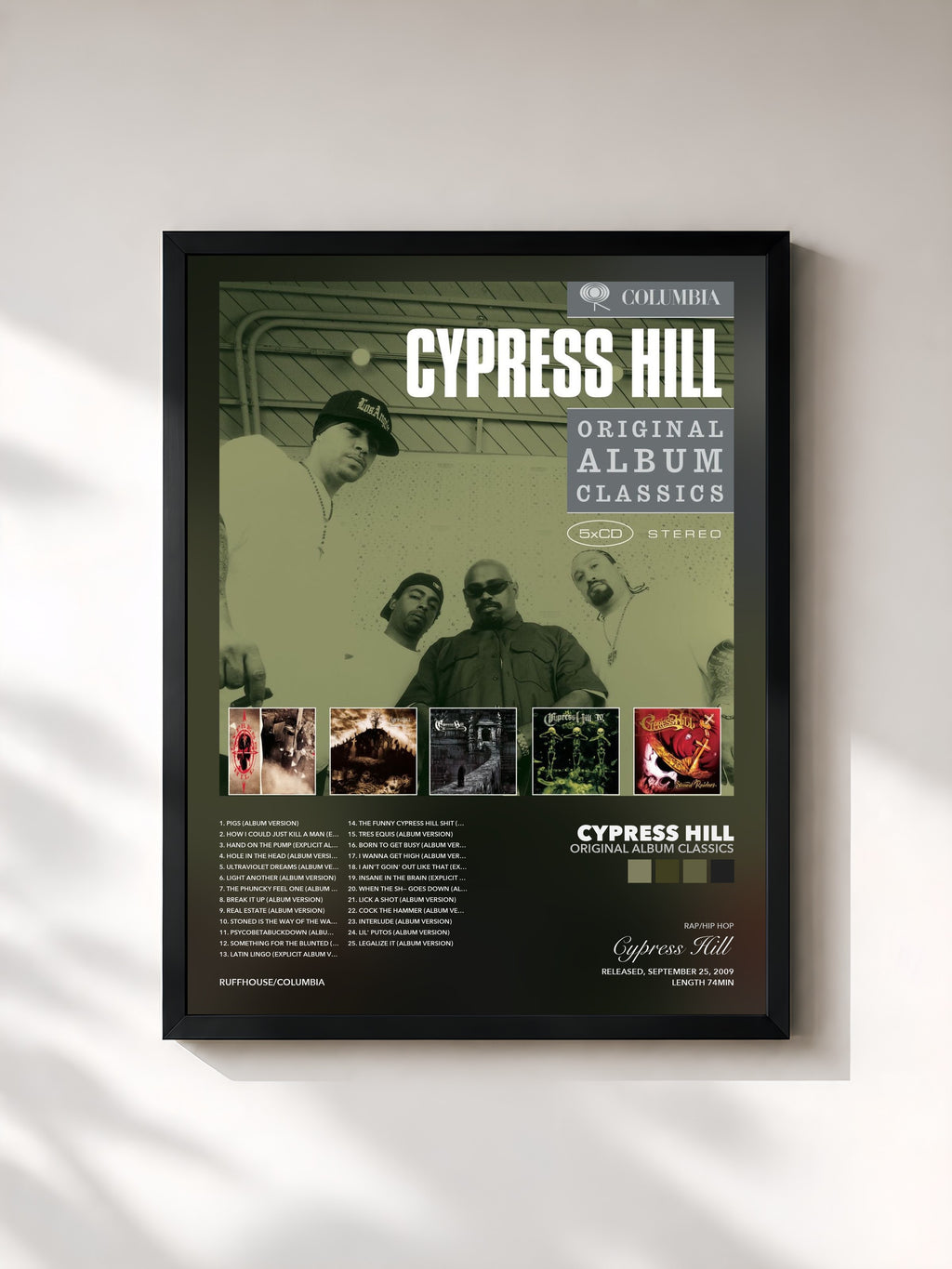 Tableau de l'album Original Album Classics de Cypress Hill, imprimé et encadré en France