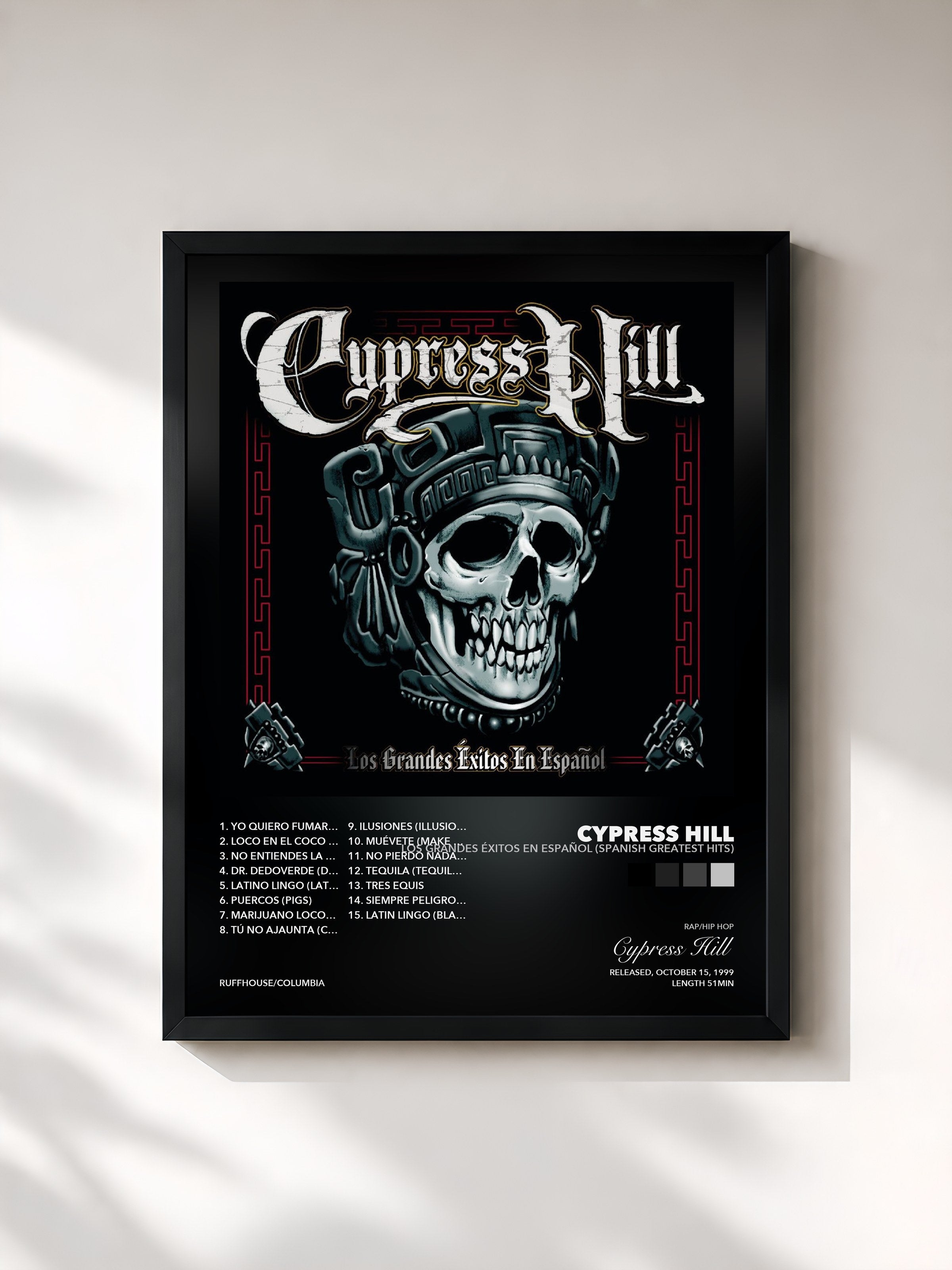 Tableau de l'album Los Grandes Éxitos En Español (Spanish Greatest Hits) de Cypress Hill, imprimé et encadré en France