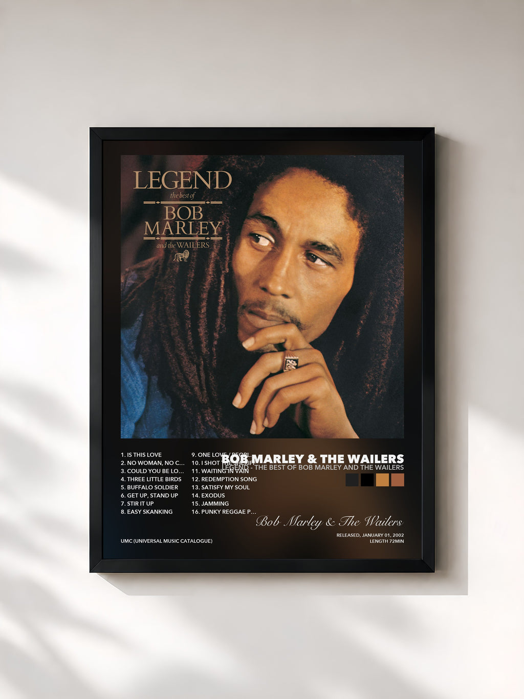Tableau de l'album Legend - The Best Of Bob Marley And The Wailers de Bob Marley & The Wailers, imprimé et encadré en France