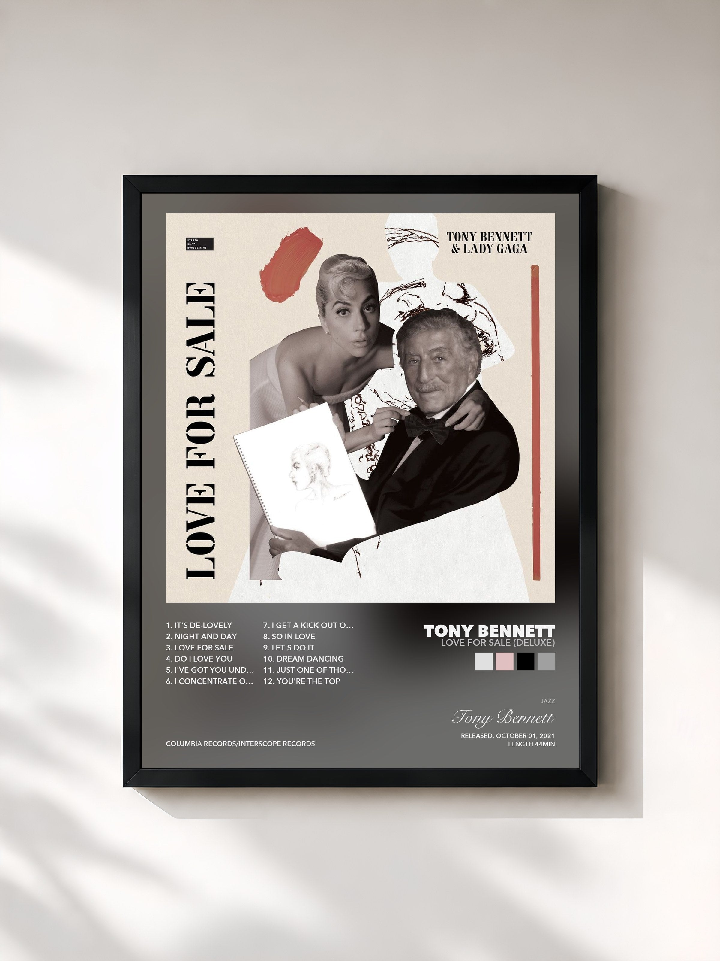 Tableau de l'album Love For Sale (Deluxe) de Tony Bennett, imprimé et encadré en France