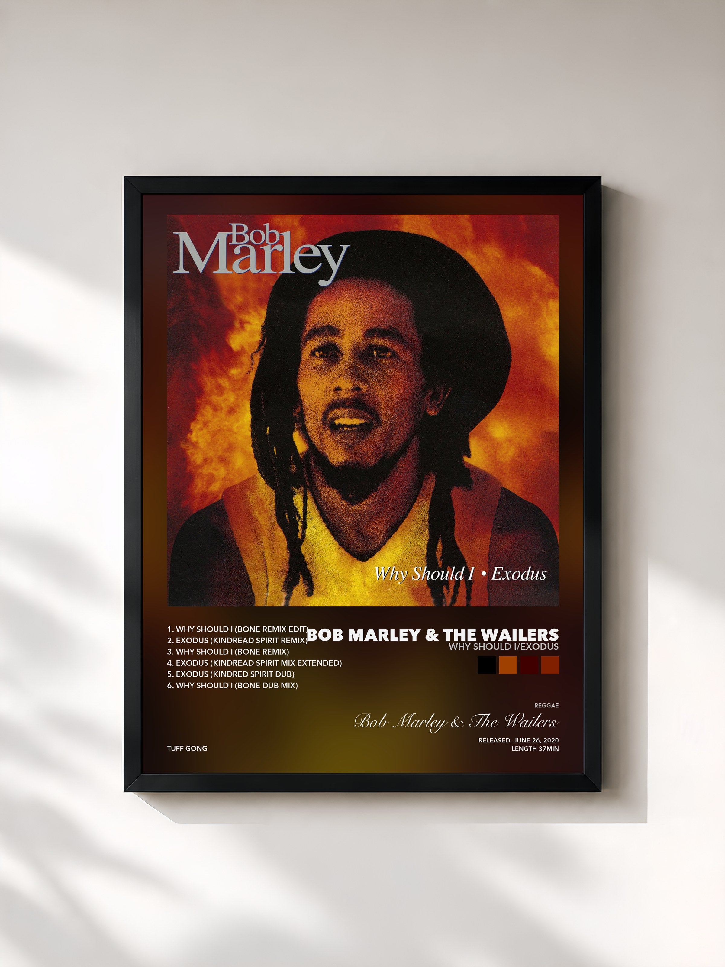 Tableau de l'album Why Should I/Exodus de Bob Marley & The Wailers, imprimé et encadré en France