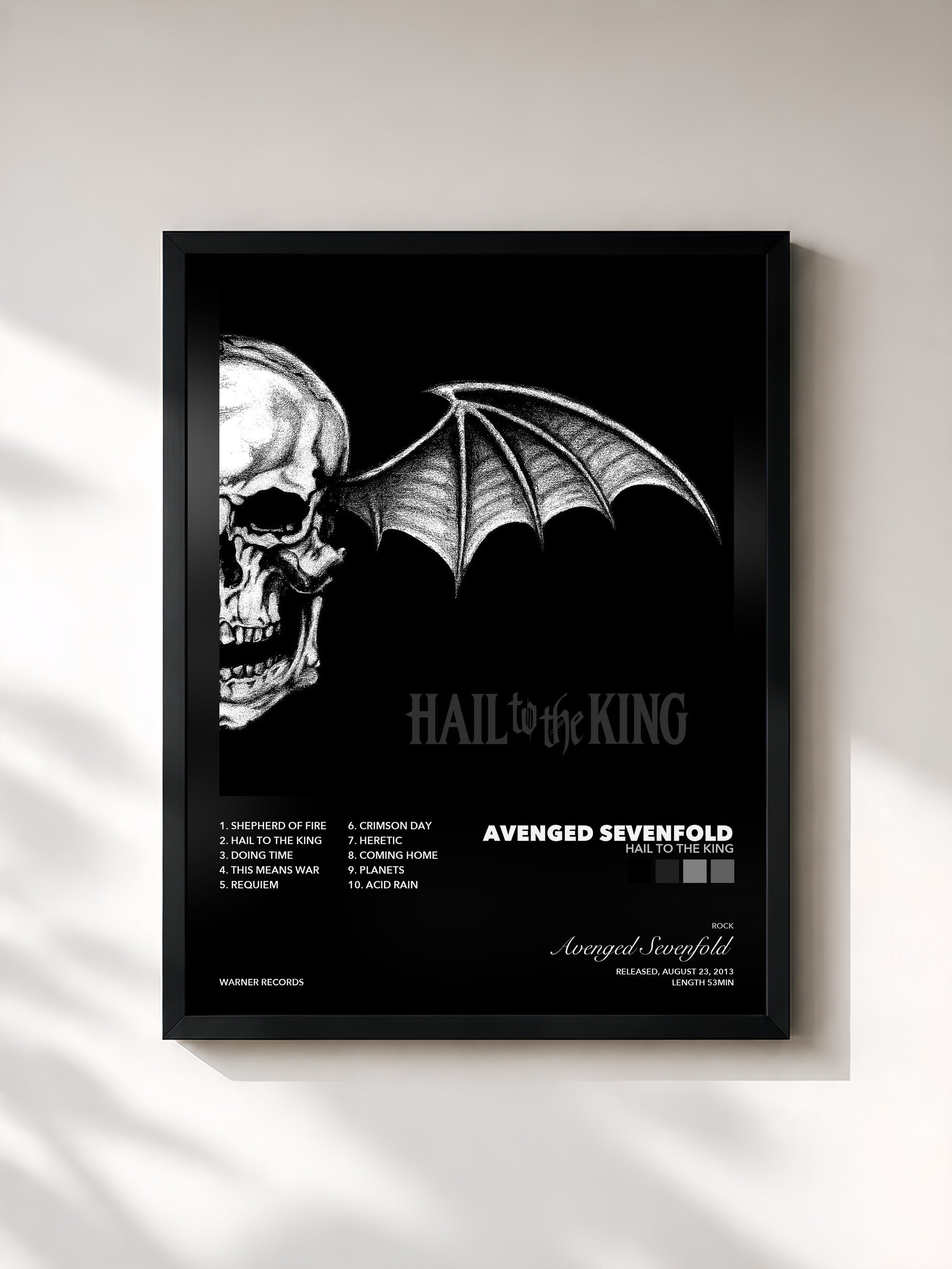 Tableau de l'album Hail to the King de Avenged Sevenfold, imprimé et encadré en France