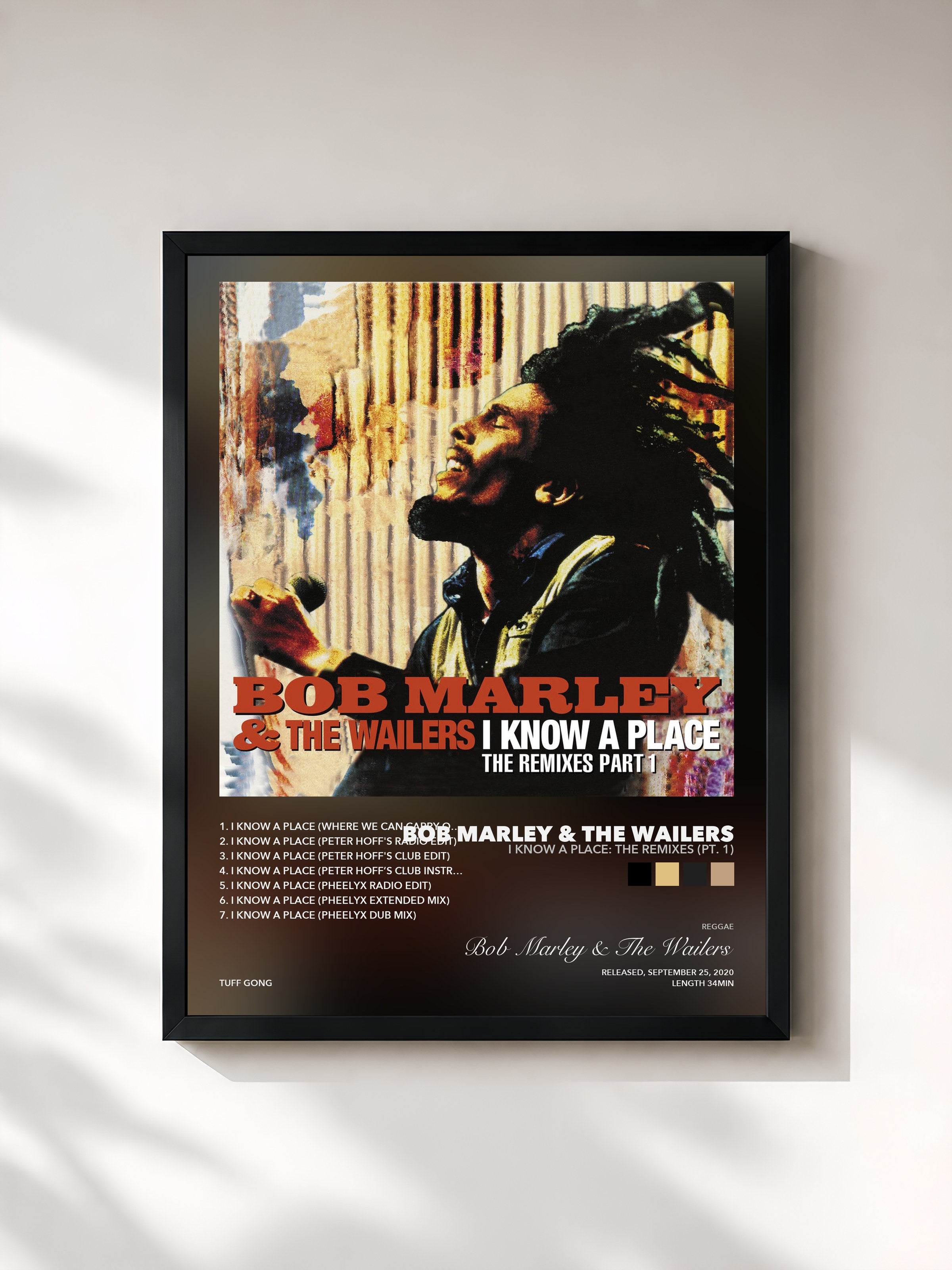 Tableau de l'album I Know A Place: The Remixes (Pt. 1) de Bob Marley & The Wailers, imprimé et encadré en France