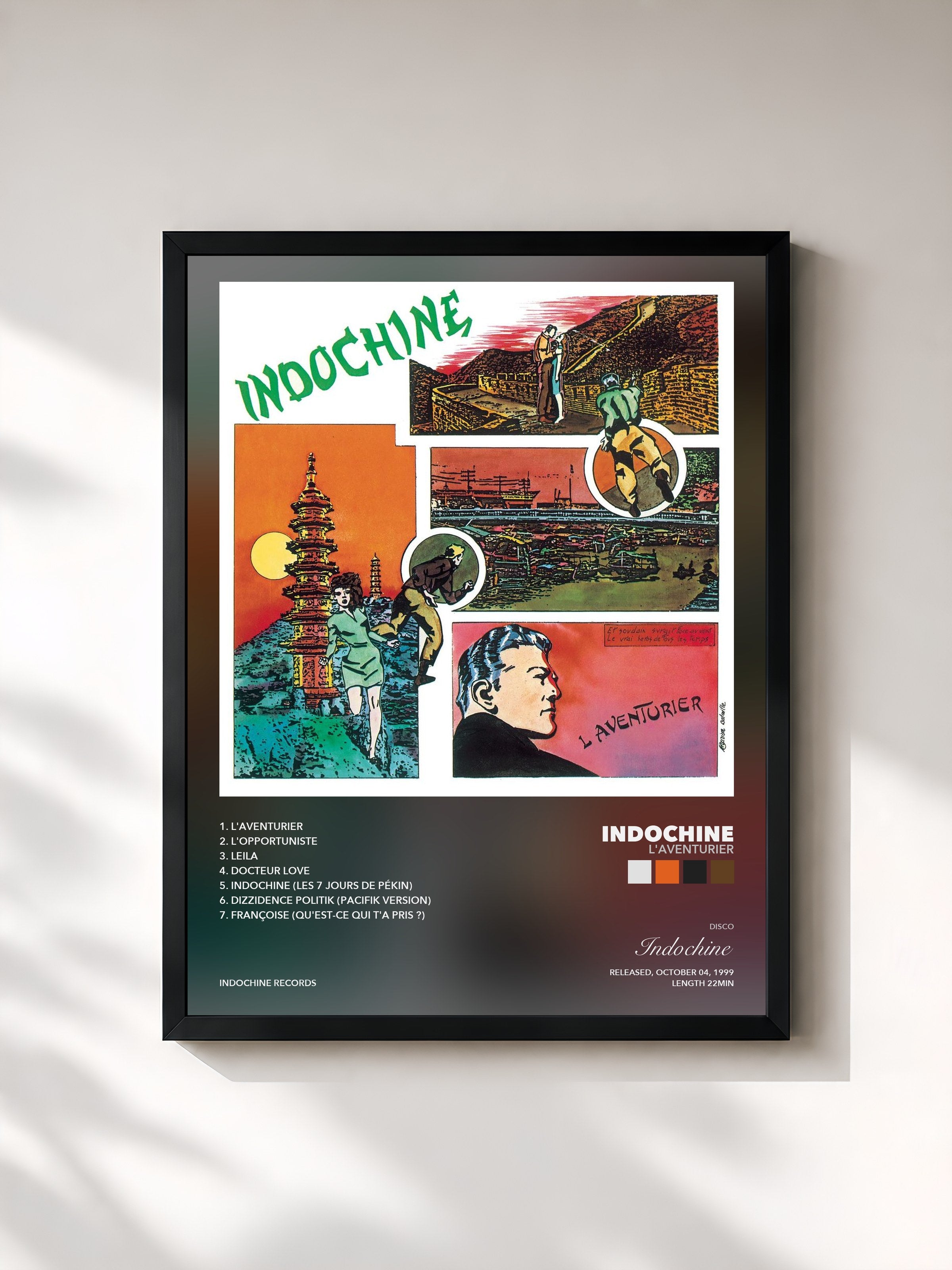 Tableau de l'album L'aventurier de Indochine, imprimé et encadré en France