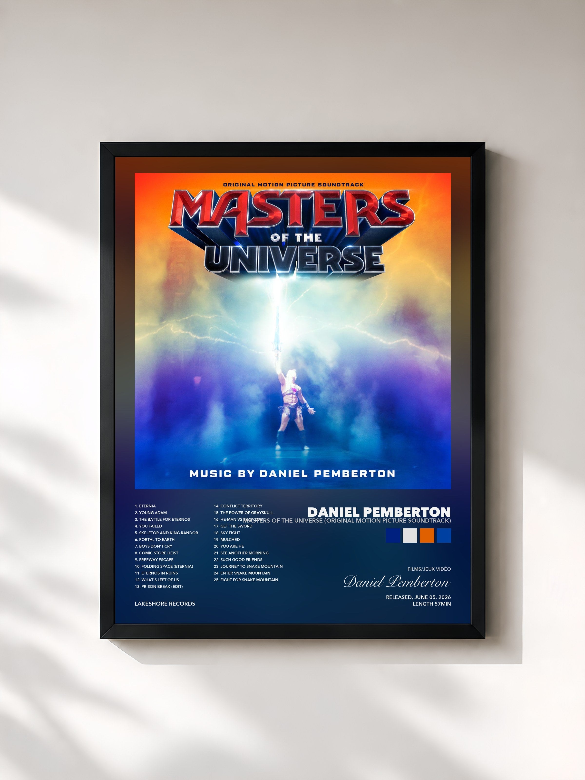 Tableau de l'album Masters of the Universe (Original Motion Picture Soundtrack) de Daniel Pemberton, imprimé et encadré en France