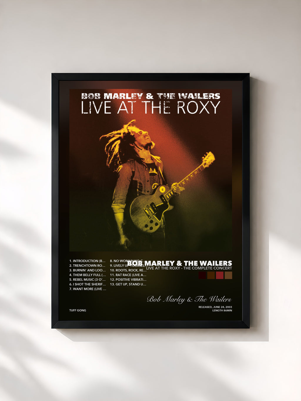 Tableau de l'album Live At The Roxy - The Complete Concert de Bob Marley & The Wailers, imprimé et encadré en France