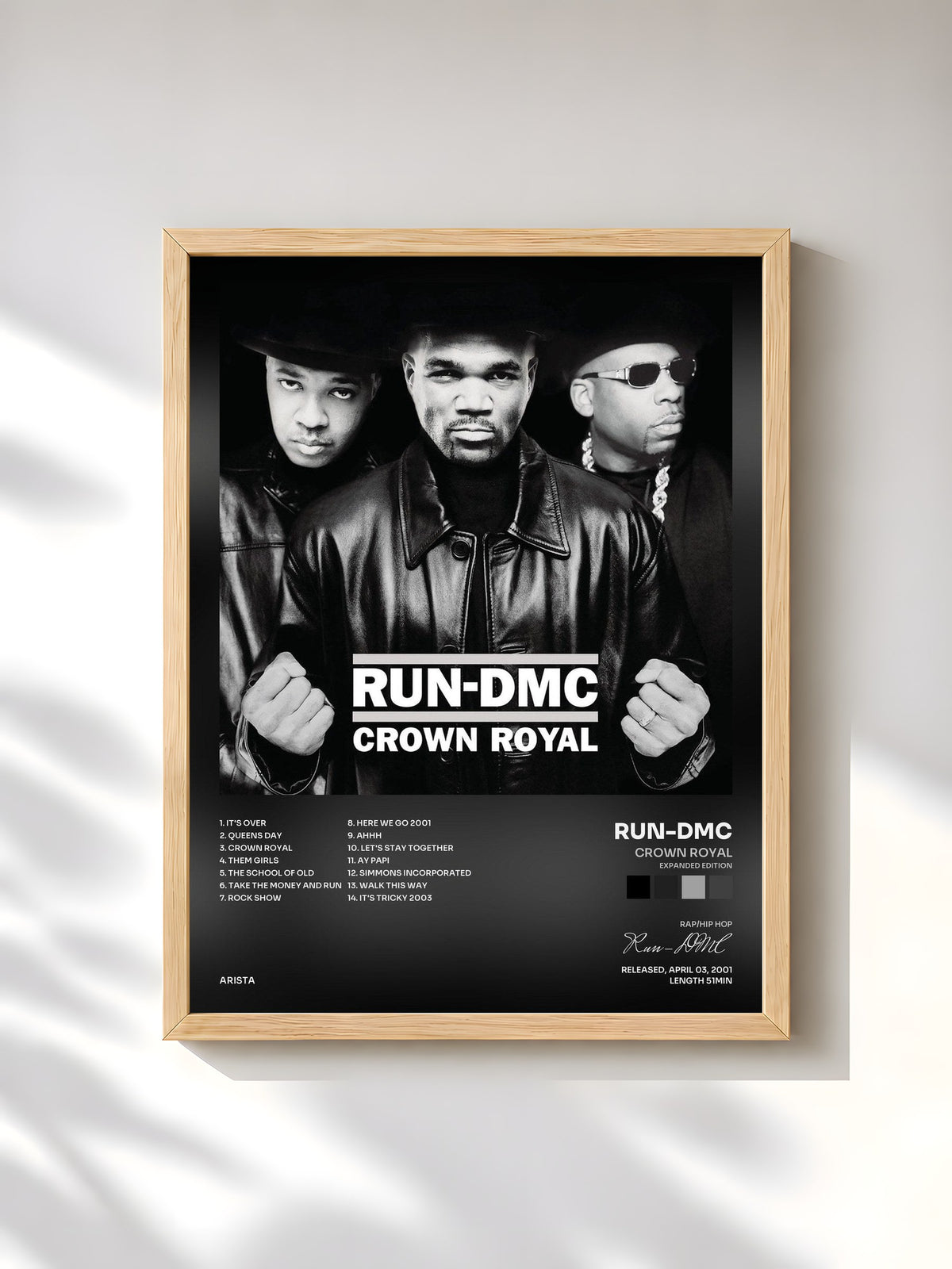 #bois Tableau de l'album Crown Royal (Expanded Edition) de Run-DMC, cadre en bois brut, imprimé et encadré en France