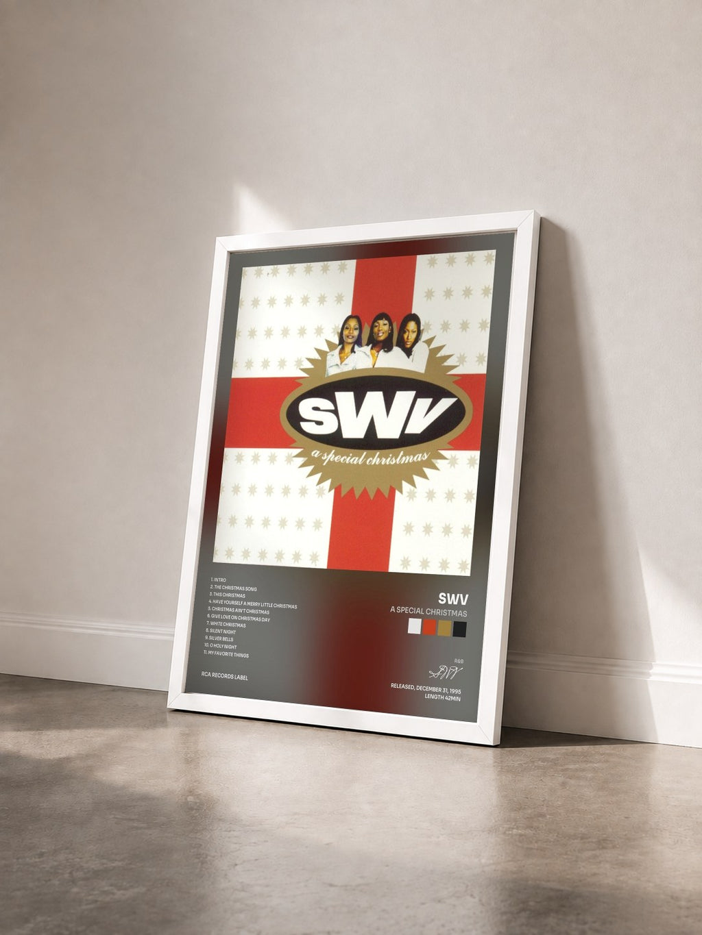 #blanc Tableau de l'album A Special Christmas de SWV vu de trois quarts, cadre blanc
