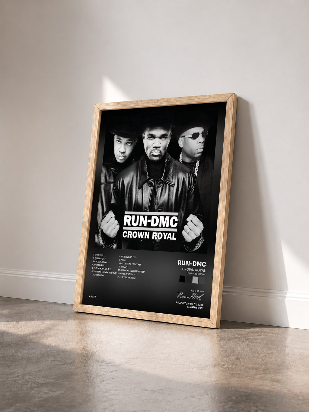 #bois Tableau de l'album Crown Royal (Expanded Edition) de Run-DMC vu de trois quarts, cadre en bois brut