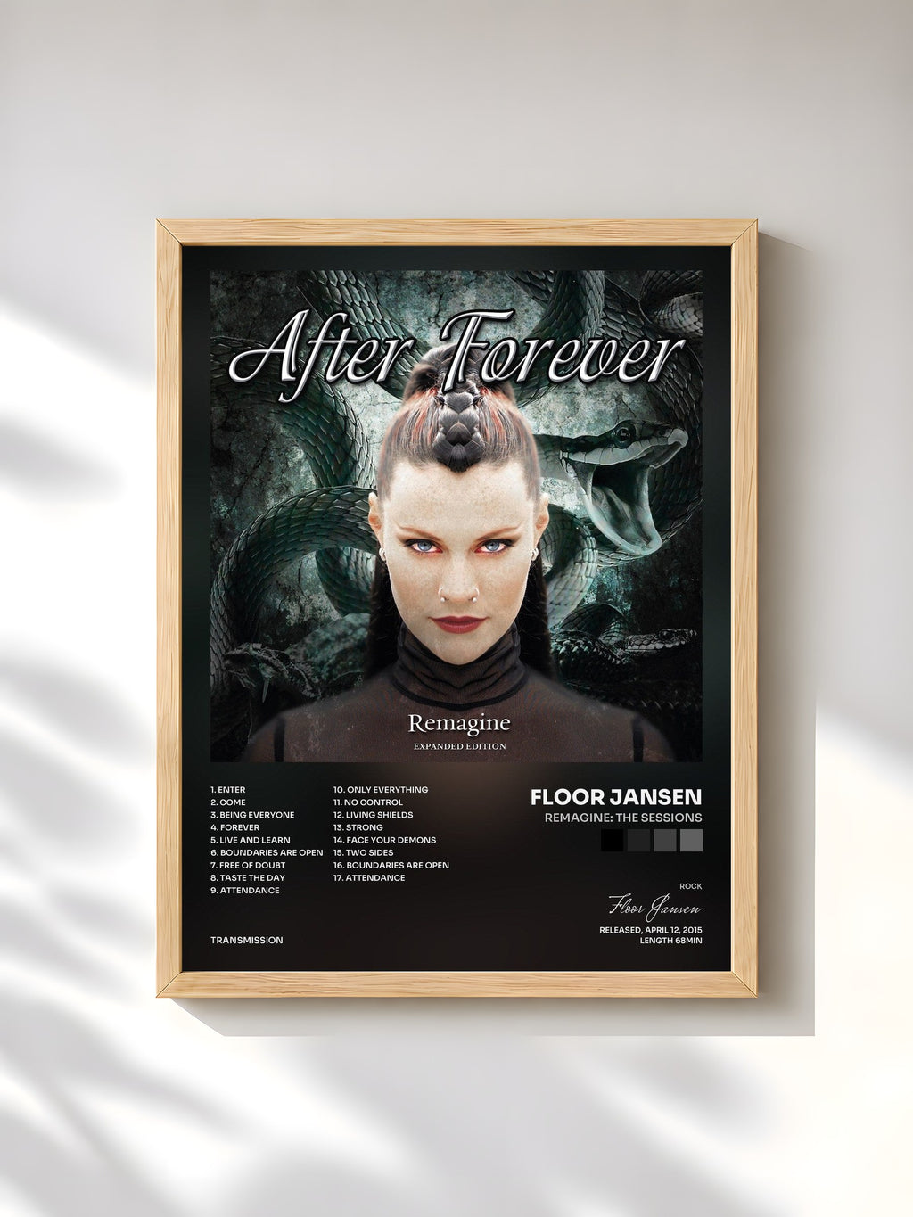 #bois Tableau de l'album Remagine: The Sessions de Floor Jansen, cadre en bois brut, imprimé et encadré en France