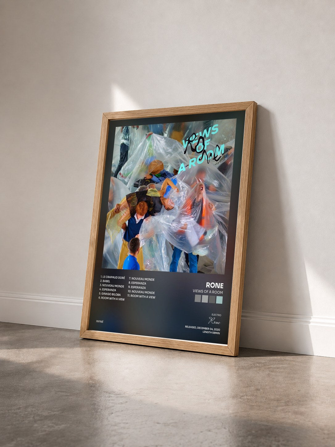 #bois Tableau de l'album Views of a Room de Rone vu de trois quarts, cadre en bois brut