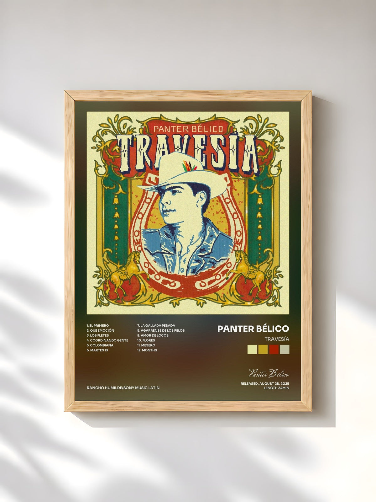 #bois Tableau de l'album TRAVESÍA de Panter Bélico, cadre en bois brut, imprimé et encadré en France