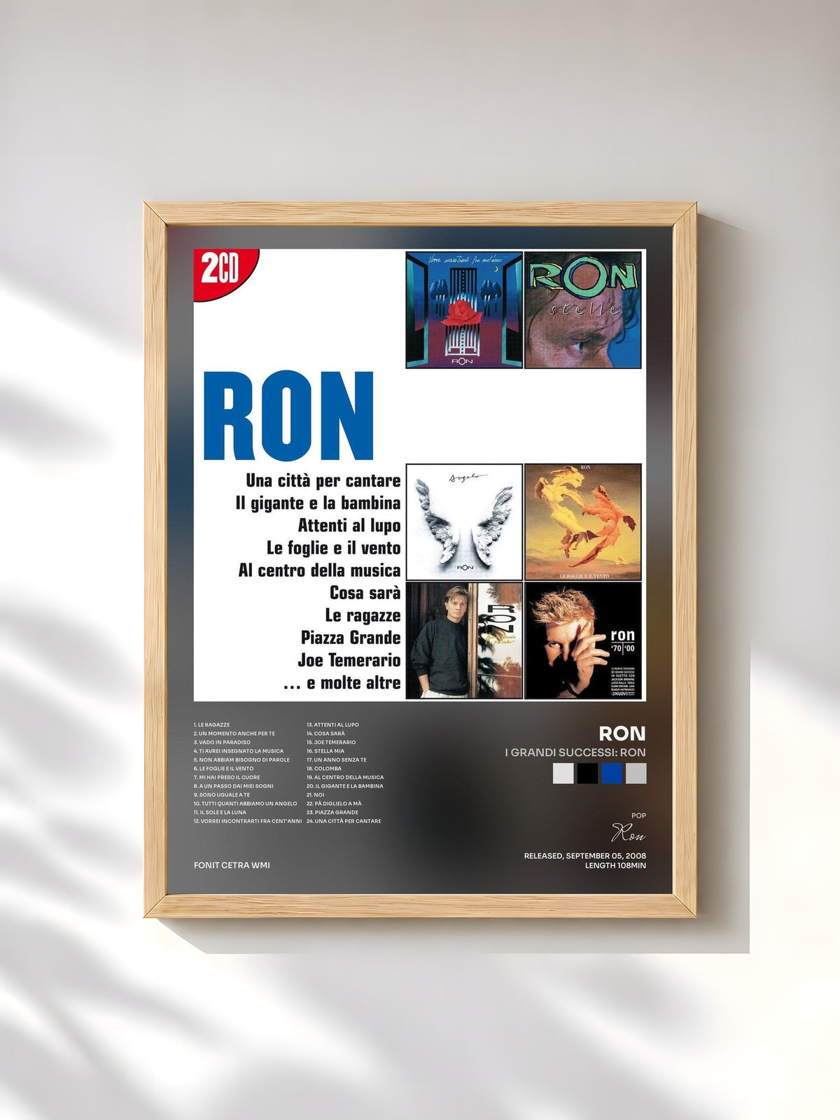 #bois Tableau de l'album I Grandi Successi: Ron de Ron, cadre en bois brut, imprimé et encadré en France
