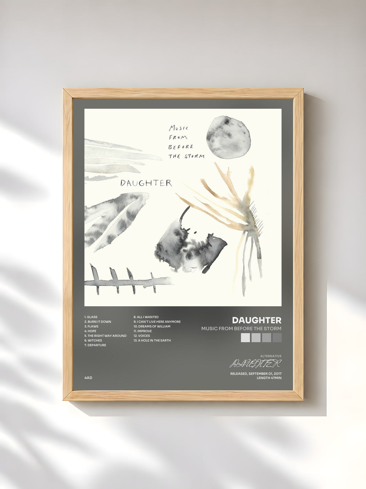 #bois Tableau de l'album Music From Before the Storm de DAUGHTER, cadre en bois brut, imprimé et encadré en France