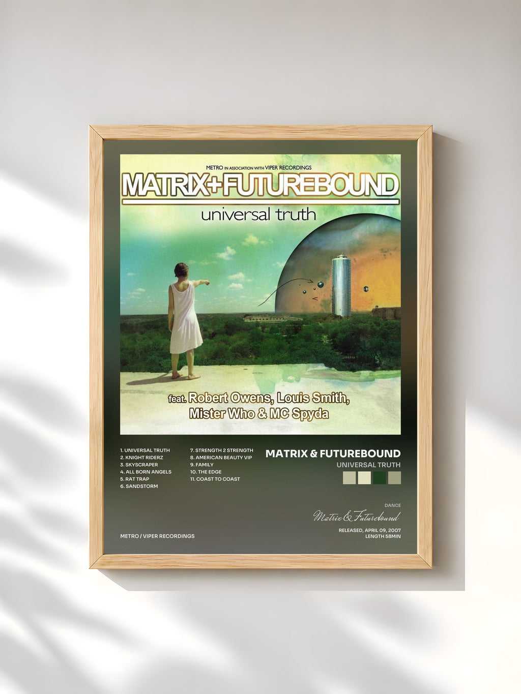 #bois Tableau de l'album Universal Truth de Matrix & Futurebound, cadre en bois brut, imprimé et encadré en France