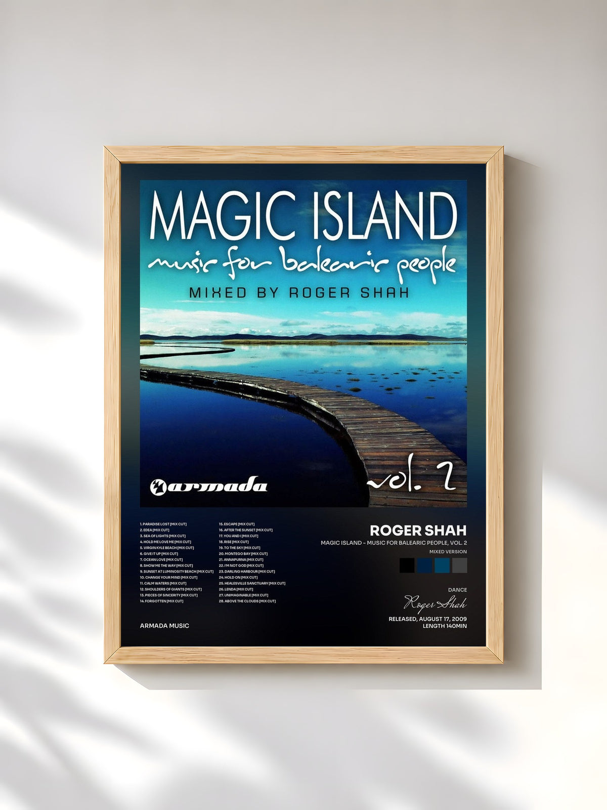 #bois Tableau de l'album Magic Island - Music For Balearic People, Vol. 2 (Mixed Version) de Roger Shah, cadre en bois brut, imprimé et encadré en France