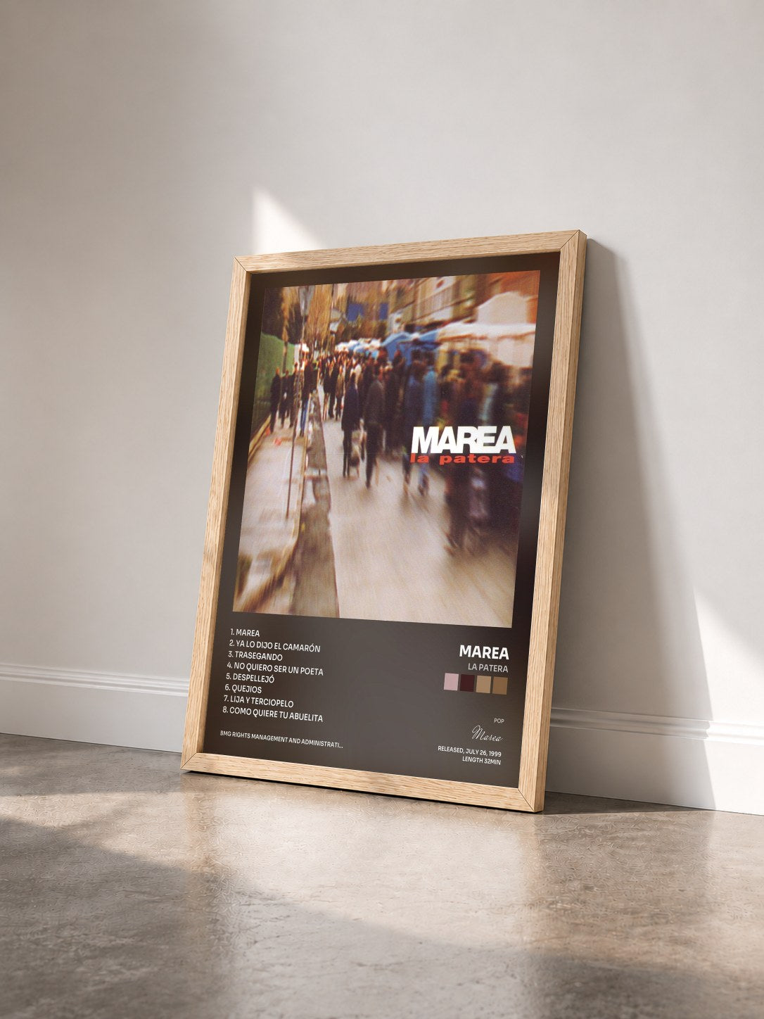 #bois Tableau de l'album La Patera de Marea vu de trois quarts, cadre en bois brut