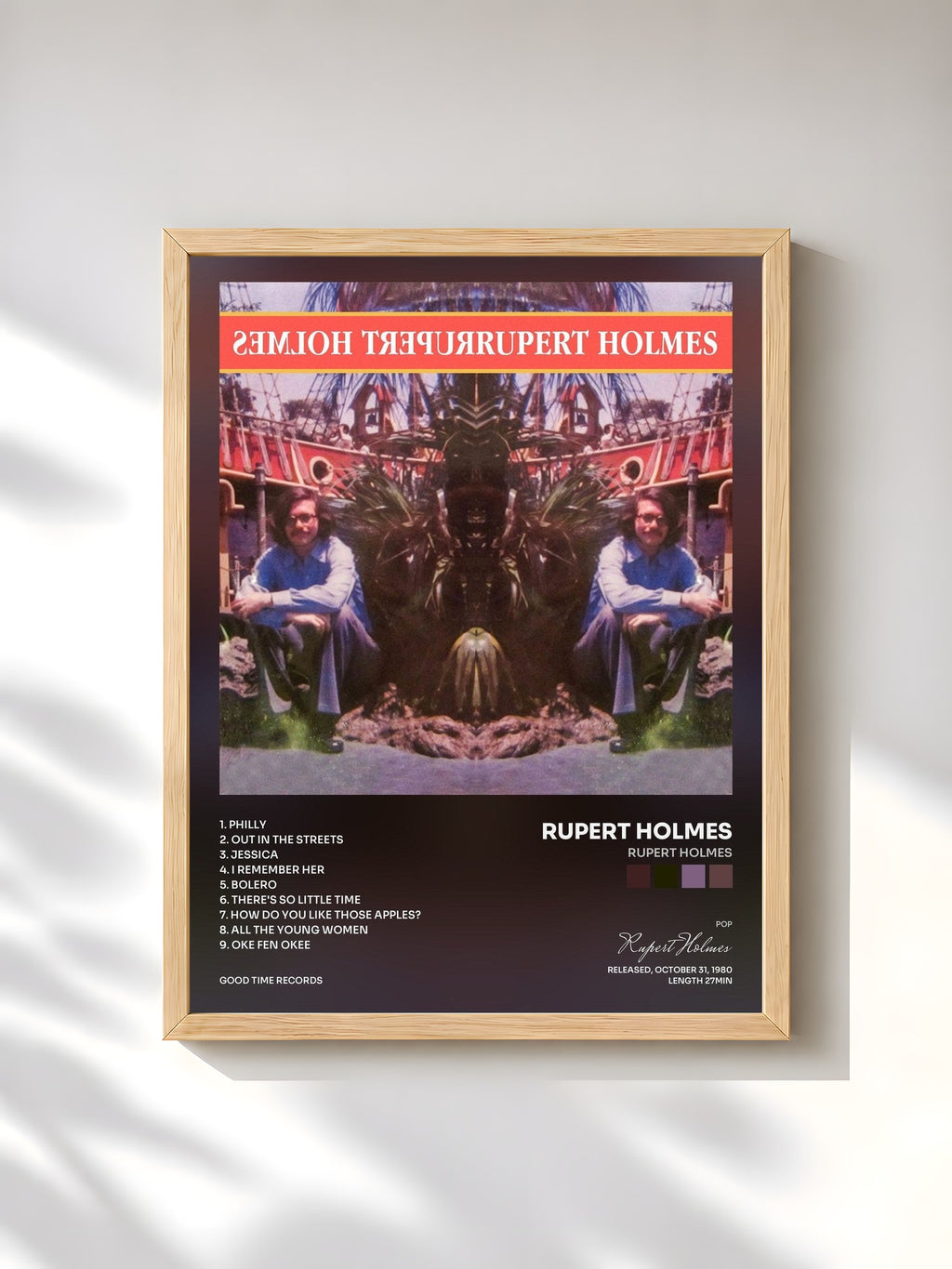 #bois Tableau de l'album Rupert Holmes de Rupert Holmes, cadre en bois brut, imprimé et encadré en France