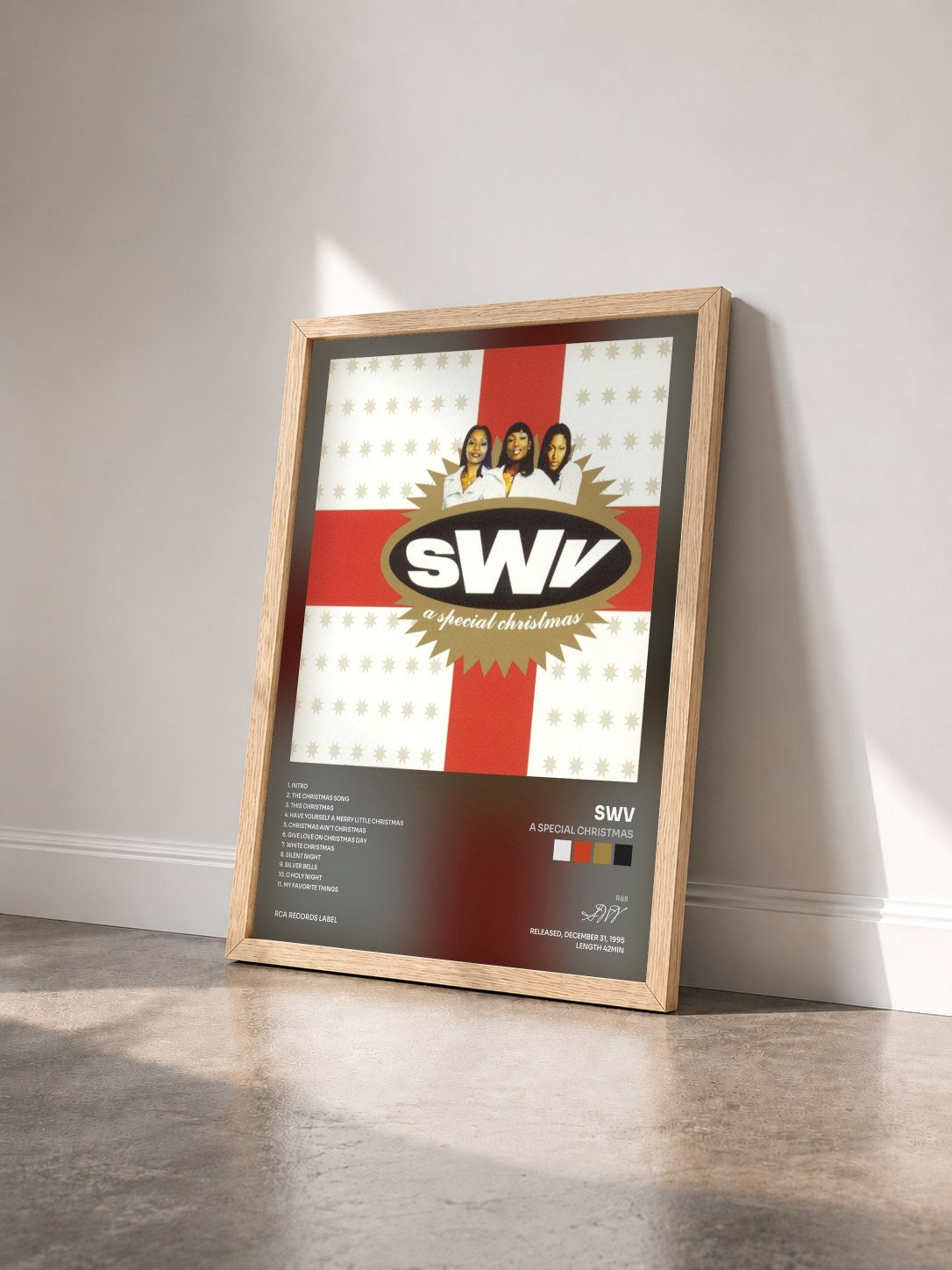 #bois Tableau de l'album A Special Christmas de SWV vu de trois quarts, cadre en bois brut
