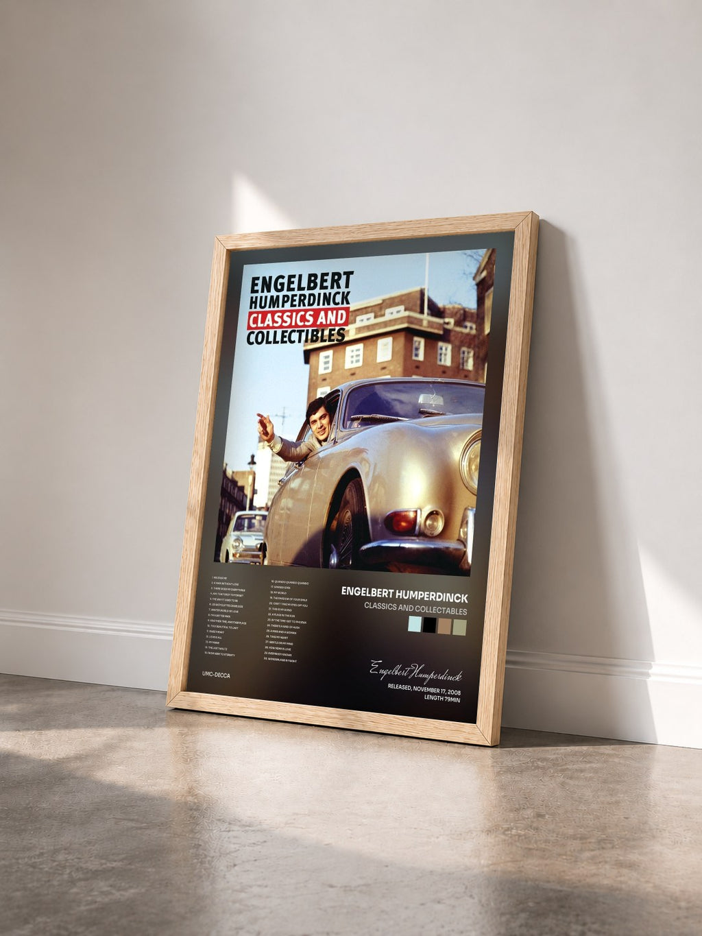 #bois Tableau de l'album Classics And Collectables de Engelbert Humperdinck vu de trois quarts, cadre en bois brut