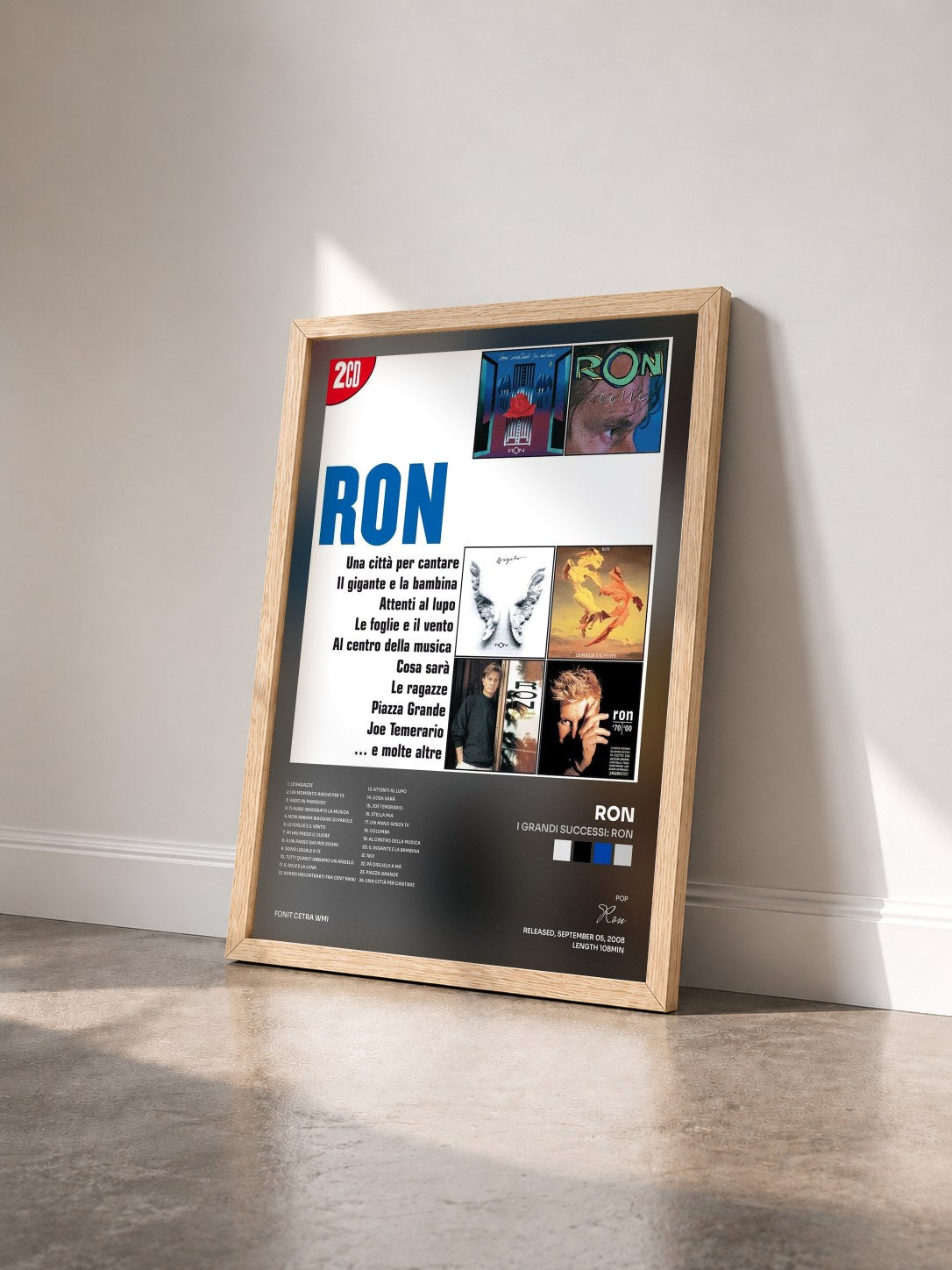 #bois Tableau de l'album I Grandi Successi: Ron de Ron vu de trois quarts, cadre en bois brut