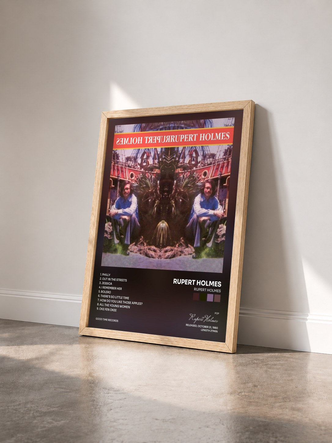 #bois Tableau de l'album Rupert Holmes de Rupert Holmes vu de trois quarts, cadre en bois brut