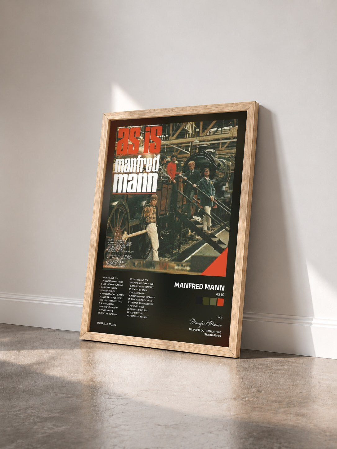 #bois Tableau de l'album As Is de Manfred Mann vu de trois quarts, cadre en bois brut