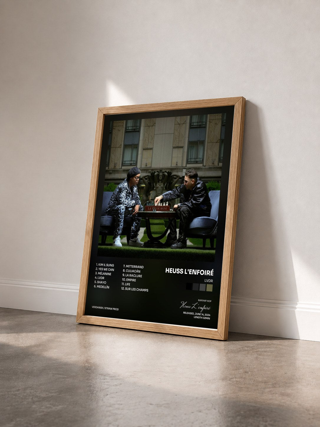 #bois Tableau de l'album LVDR de Heuss L'enfoiré vu de trois quarts, cadre en bois brut