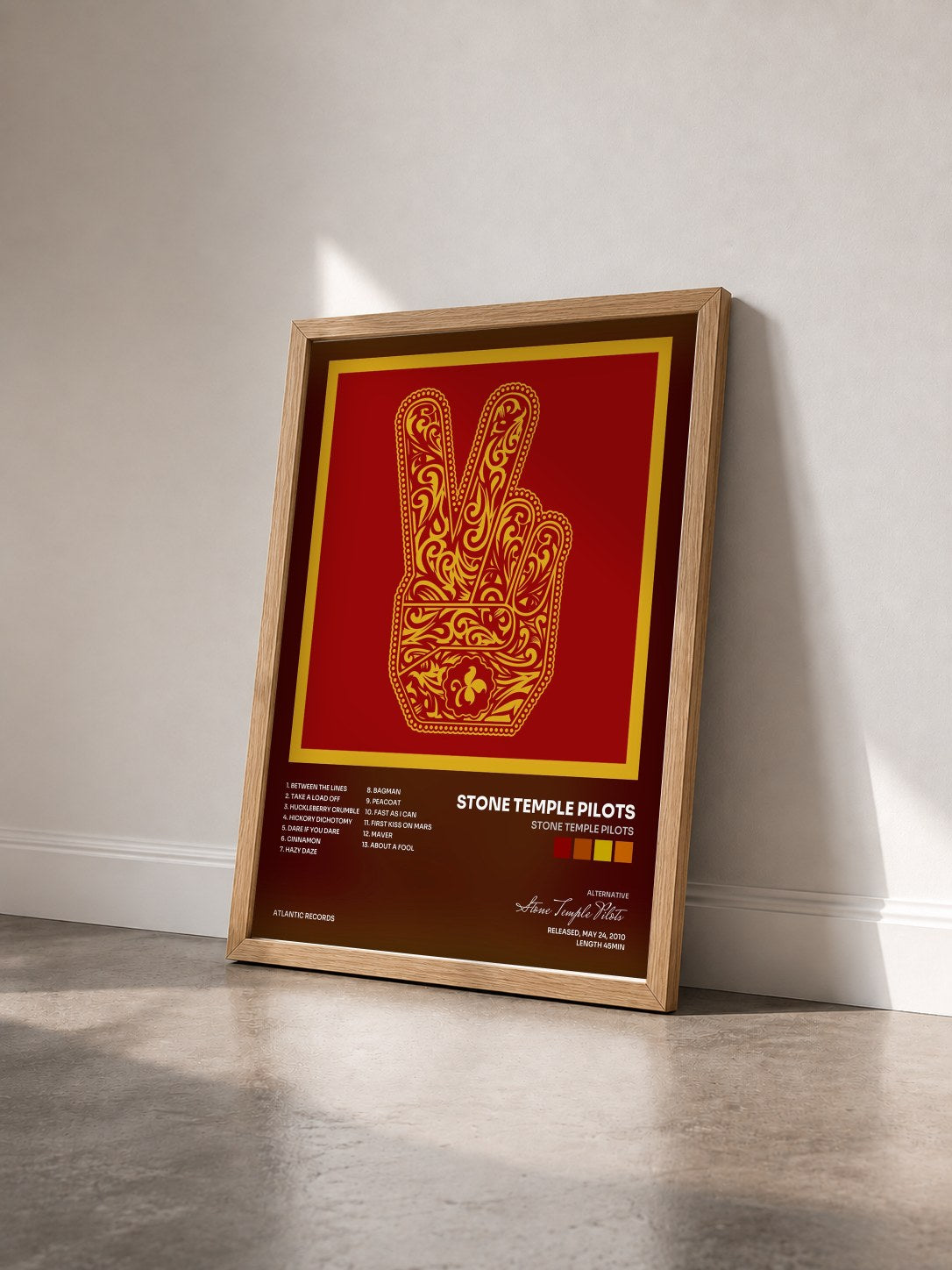 #bois Tableau de l'album Stone Temple Pilots de Stone Temple Pilots vu de trois quarts, cadre en bois brut