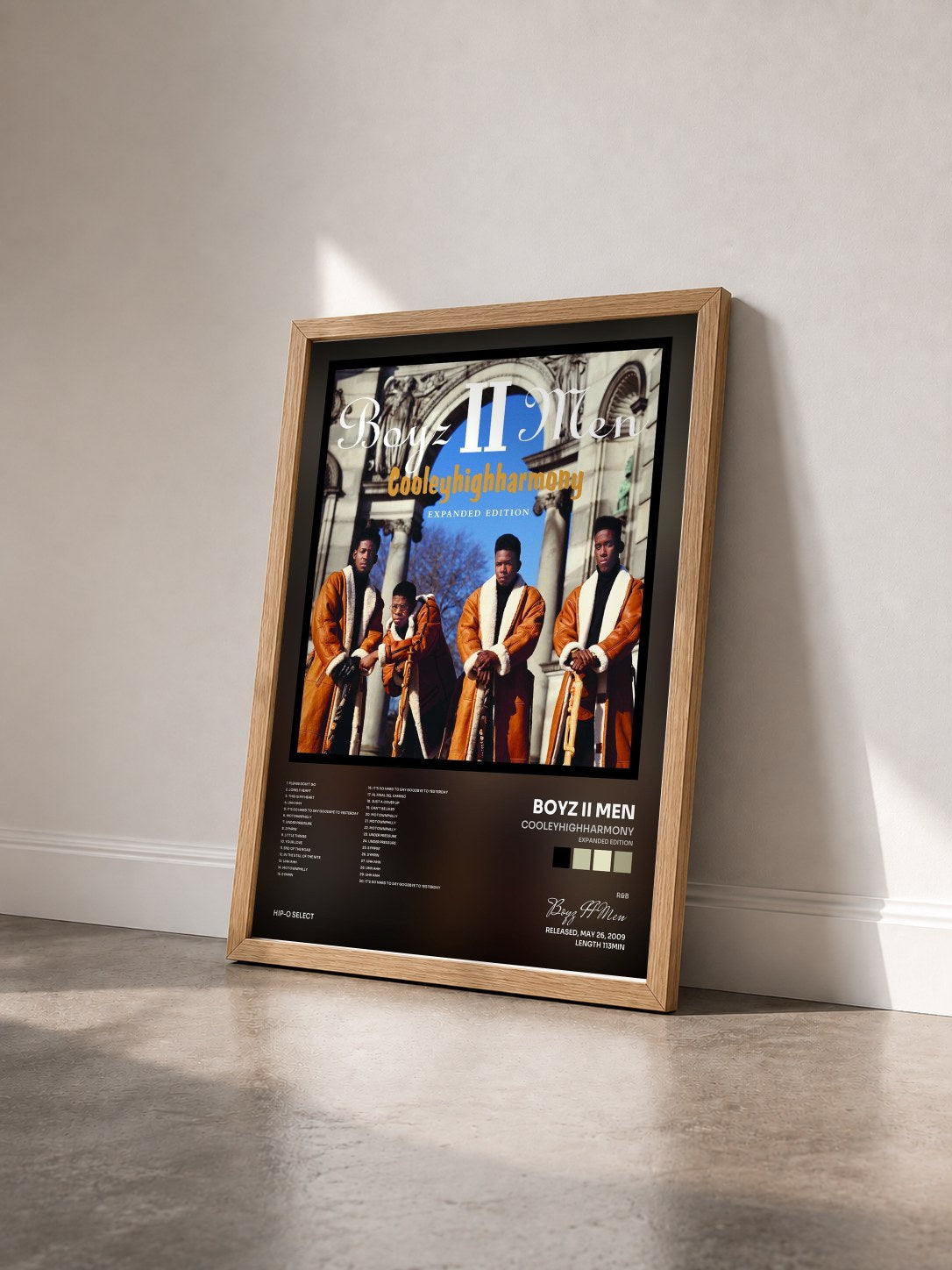#bois Tableau de l'album Cooleyhighharmony (Expanded Edition) de Boyz II Men vu de trois quarts, cadre en bois brut