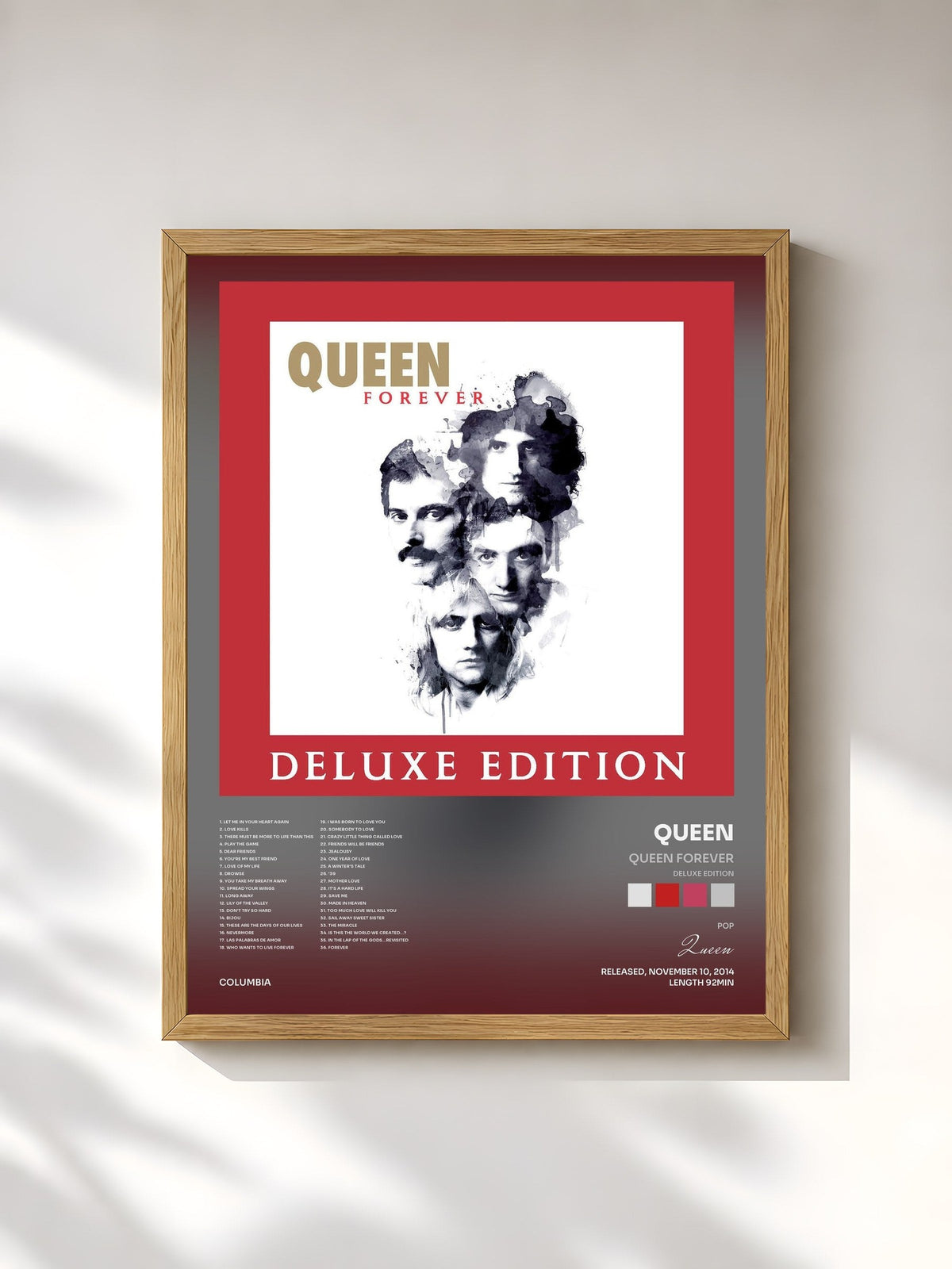 #bois Tableau de l'album Queen Forever (Deluxe Edition) de Queen, cadre en bois brut, imprimé et encadré en France