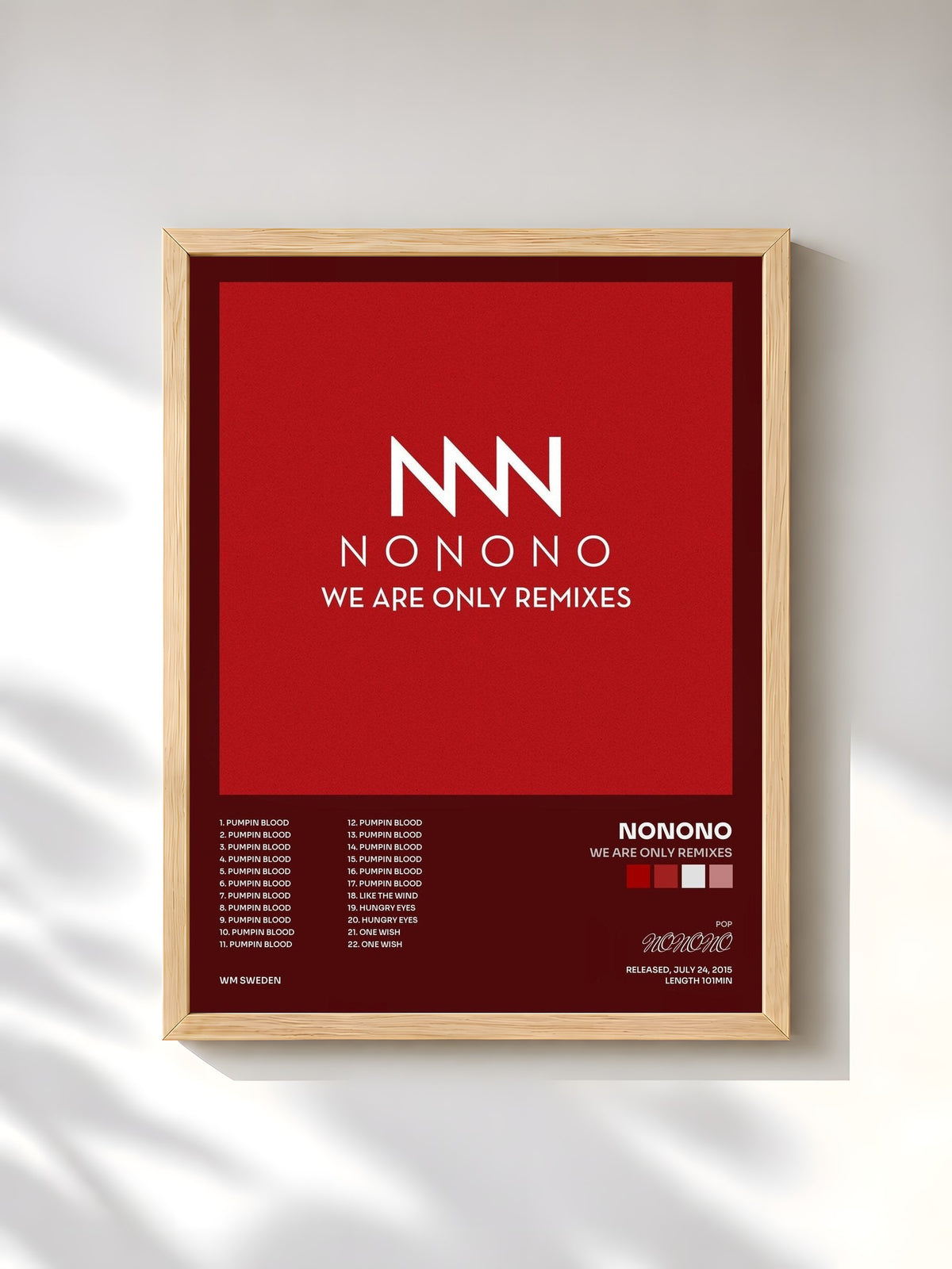 #bois Tableau de l'album We Are Only Remixes de NONONO, cadre en bois brut, imprimé et encadré en France