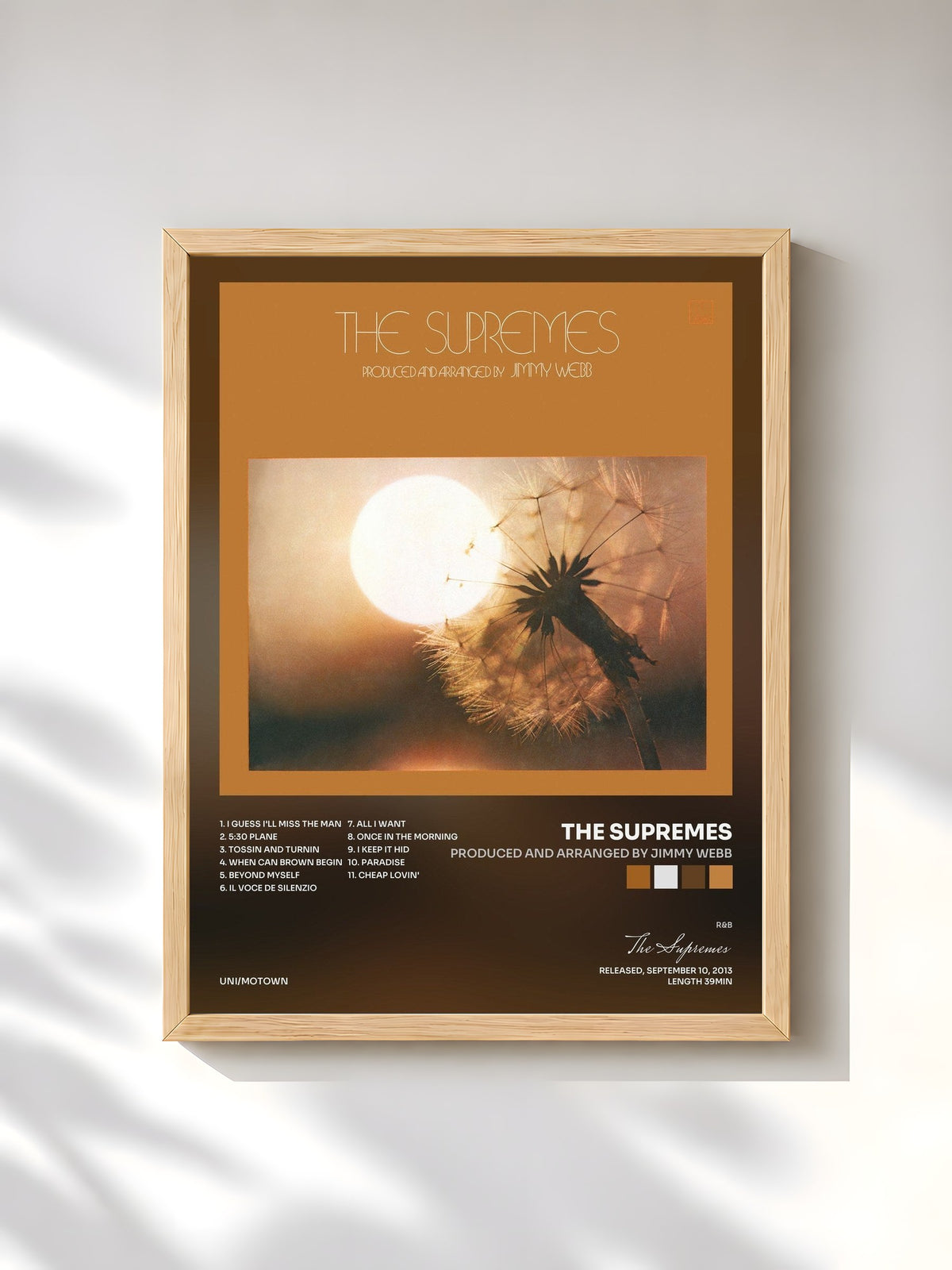 #bois Tableau de l'album Produced And Arranged By Jimmy Webb de The Supremes, cadre en bois brut, imprimé et encadré en France
