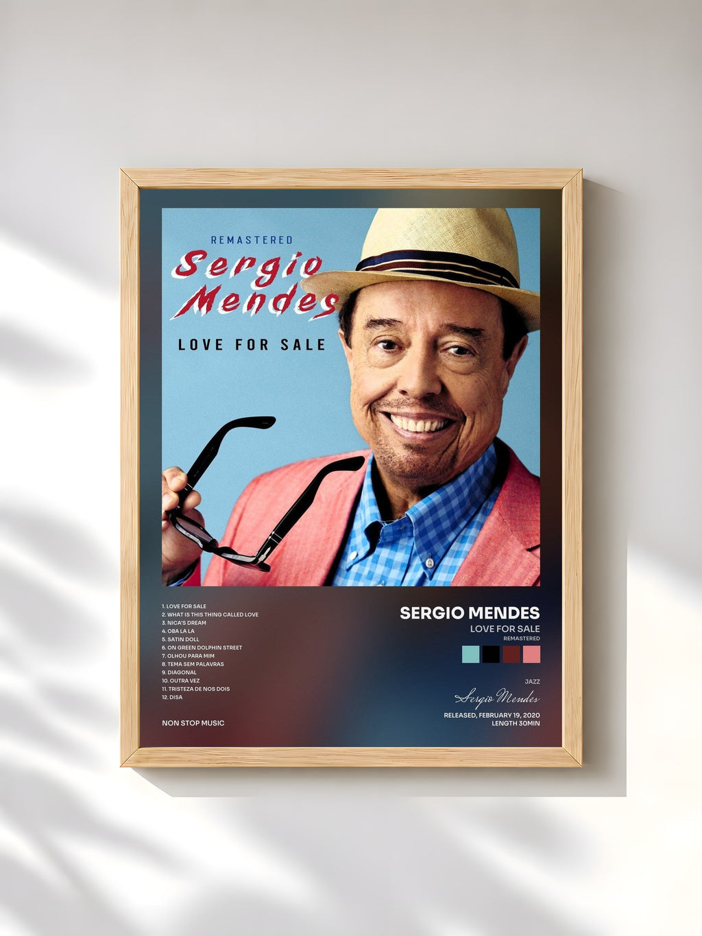 #bois Tableau de l'album Love for Sale (Remastered) de Sergio Mendes, cadre en bois brut, imprimé et encadré en France