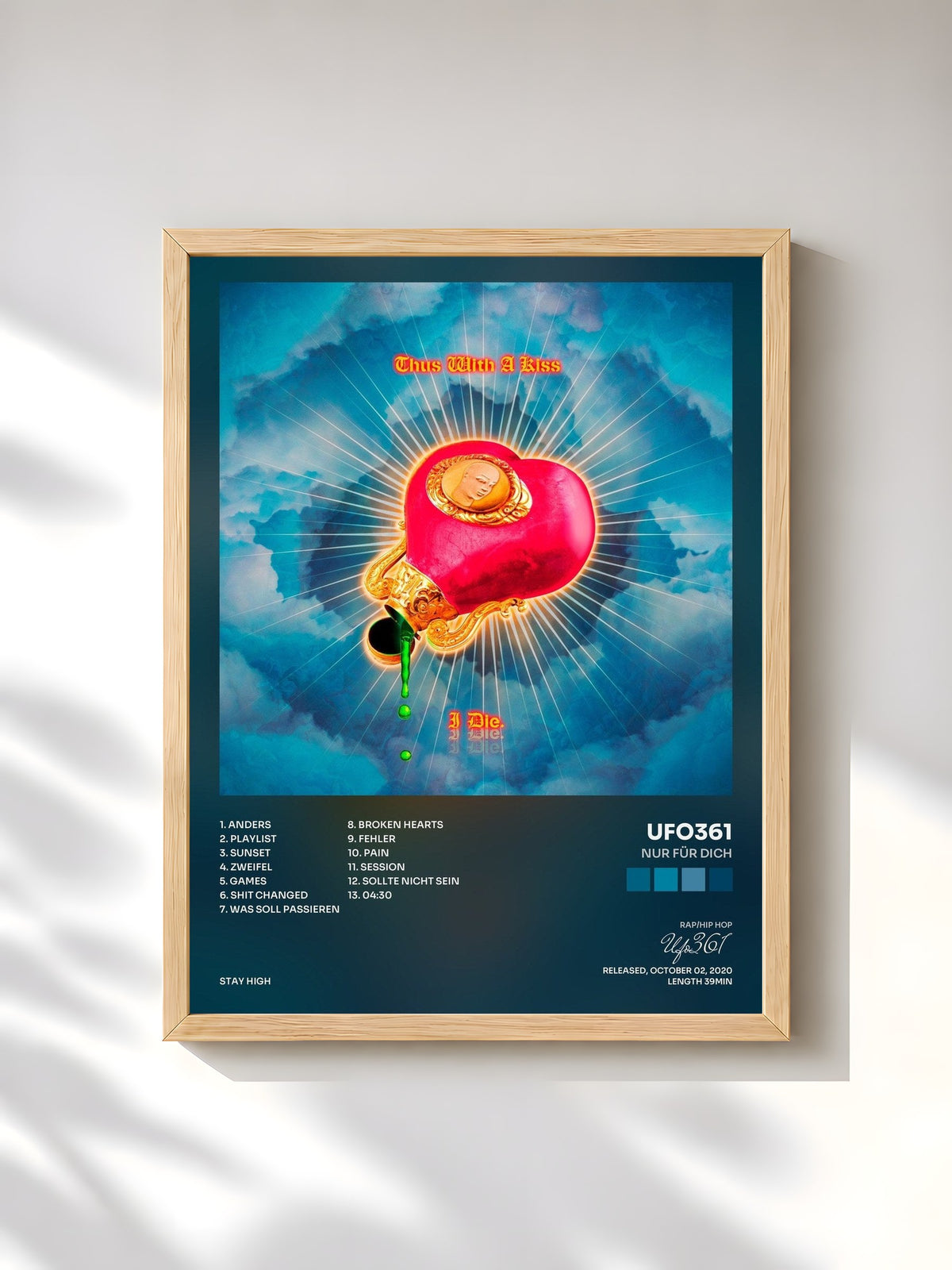 #bois Tableau de l'album Nur für dich de Ufo361, cadre en bois brut, imprimé et encadré en France