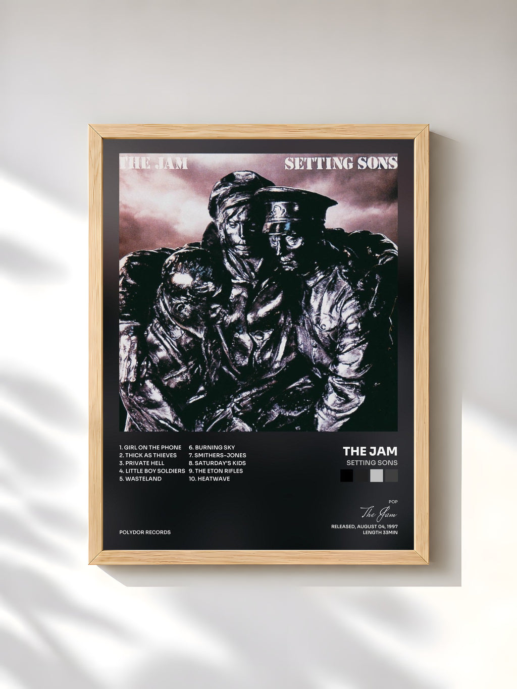 #bois Tableau de l'album Setting Sons de The Jam, cadre en bois brut, imprimé et encadré en France