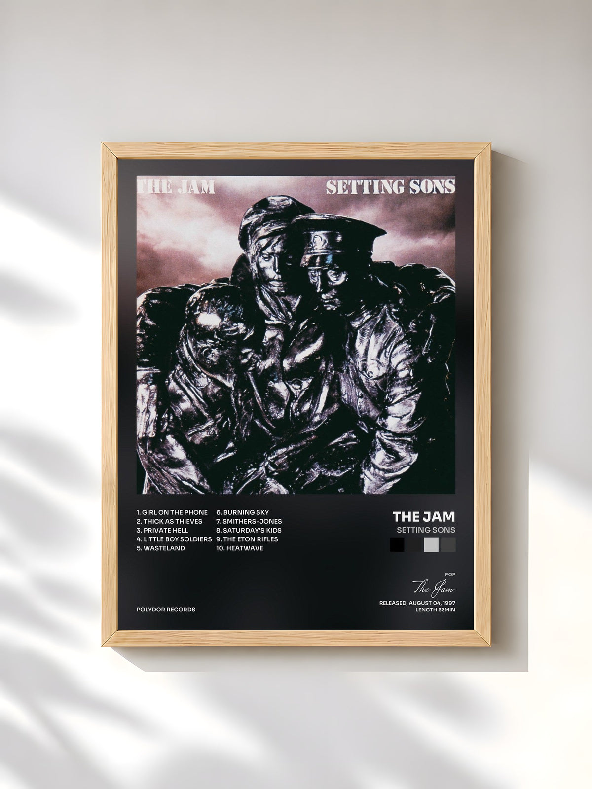 #bois Tableau de l'album Setting Sons de The Jam, cadre en bois brut, imprimé et encadré en France