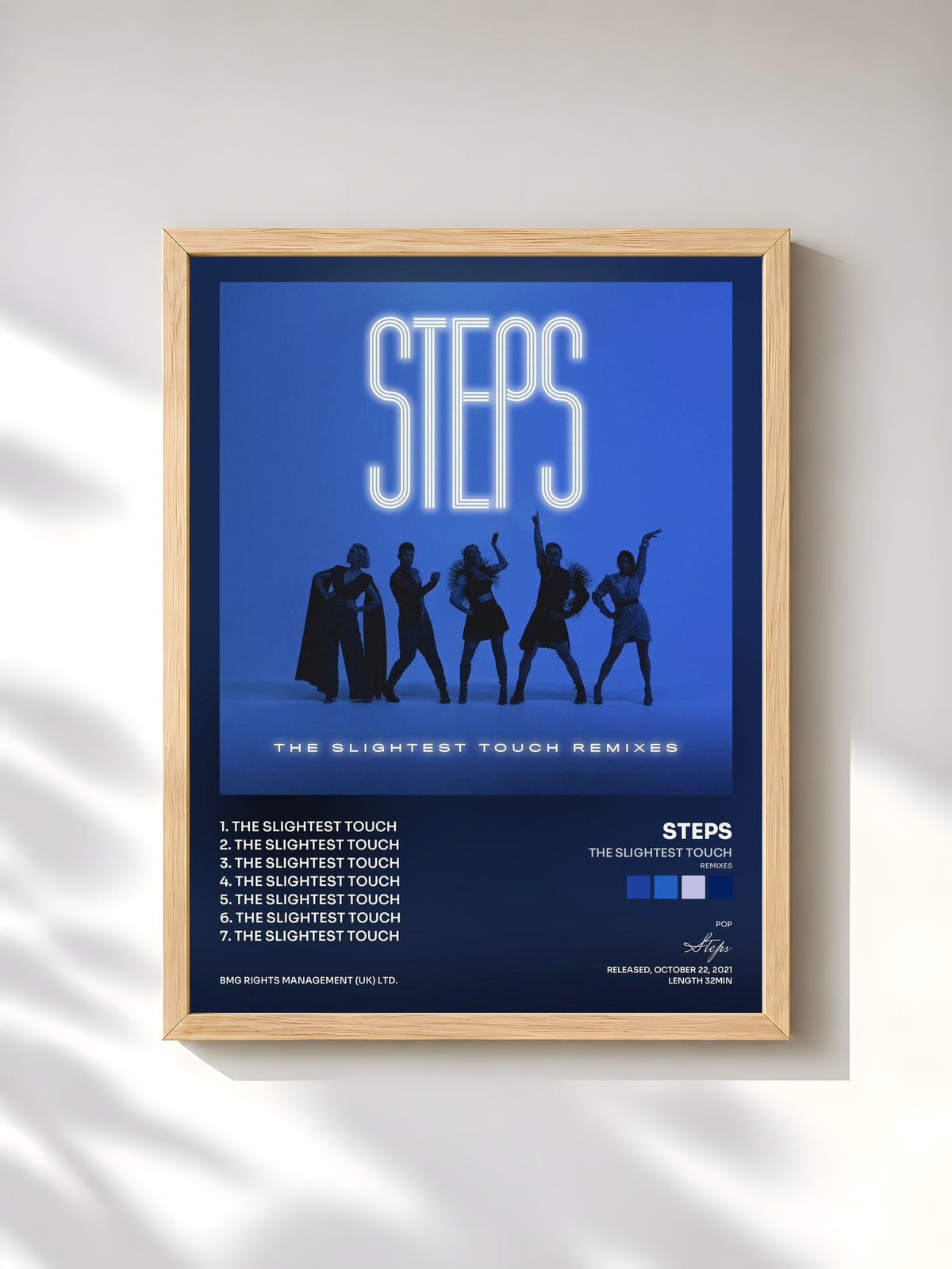 #bois Tableau de l'album The Slightest Touch (Remixes) de Steps, cadre en bois brut, imprimé et encadré en France
