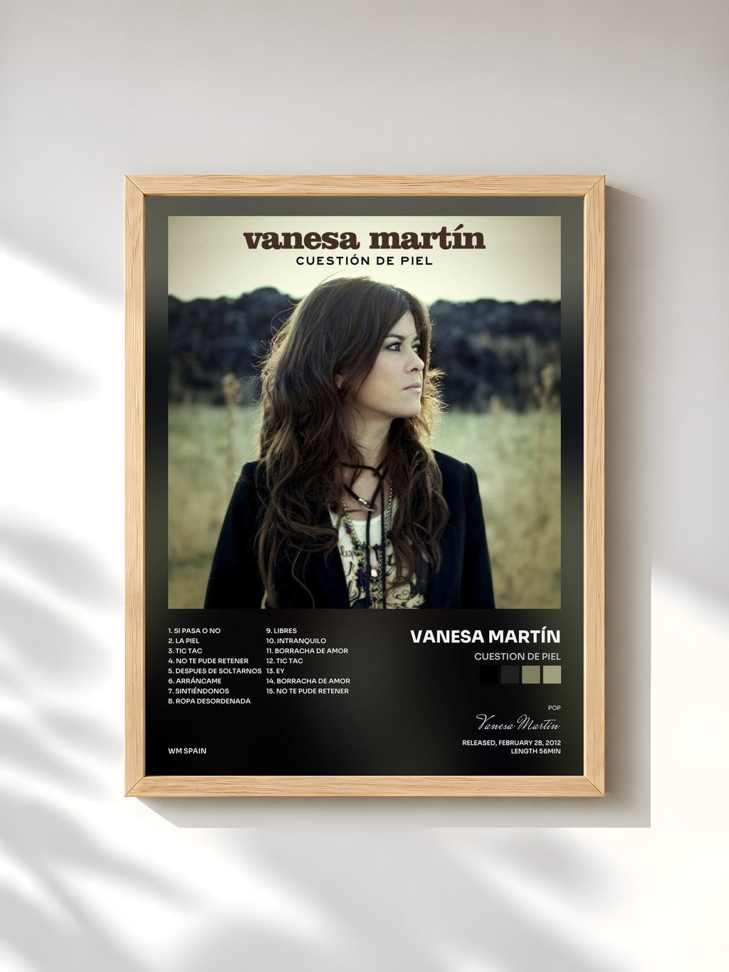 #bois Tableau de l'album Cuestion de piel de Vanesa Martín, cadre en bois brut, imprimé et encadré en France