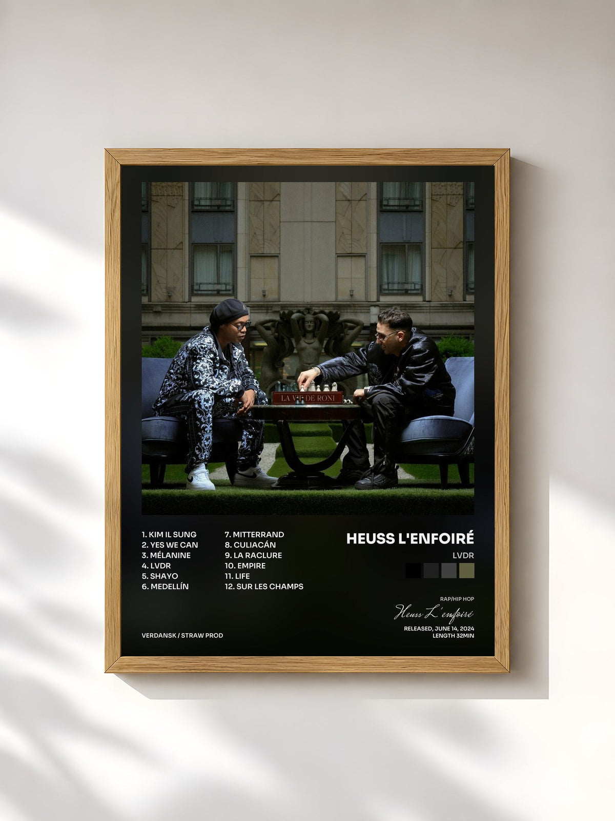#bois Tableau de l'album LVDR de Heuss L'enfoiré, cadre en bois brut, imprimé et encadré en France