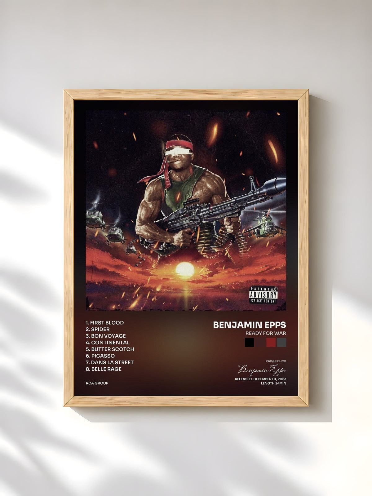 #bois Tableau de l'album READY FOR WAR de Benjamin Epps, cadre en bois brut, imprimé et encadré en France