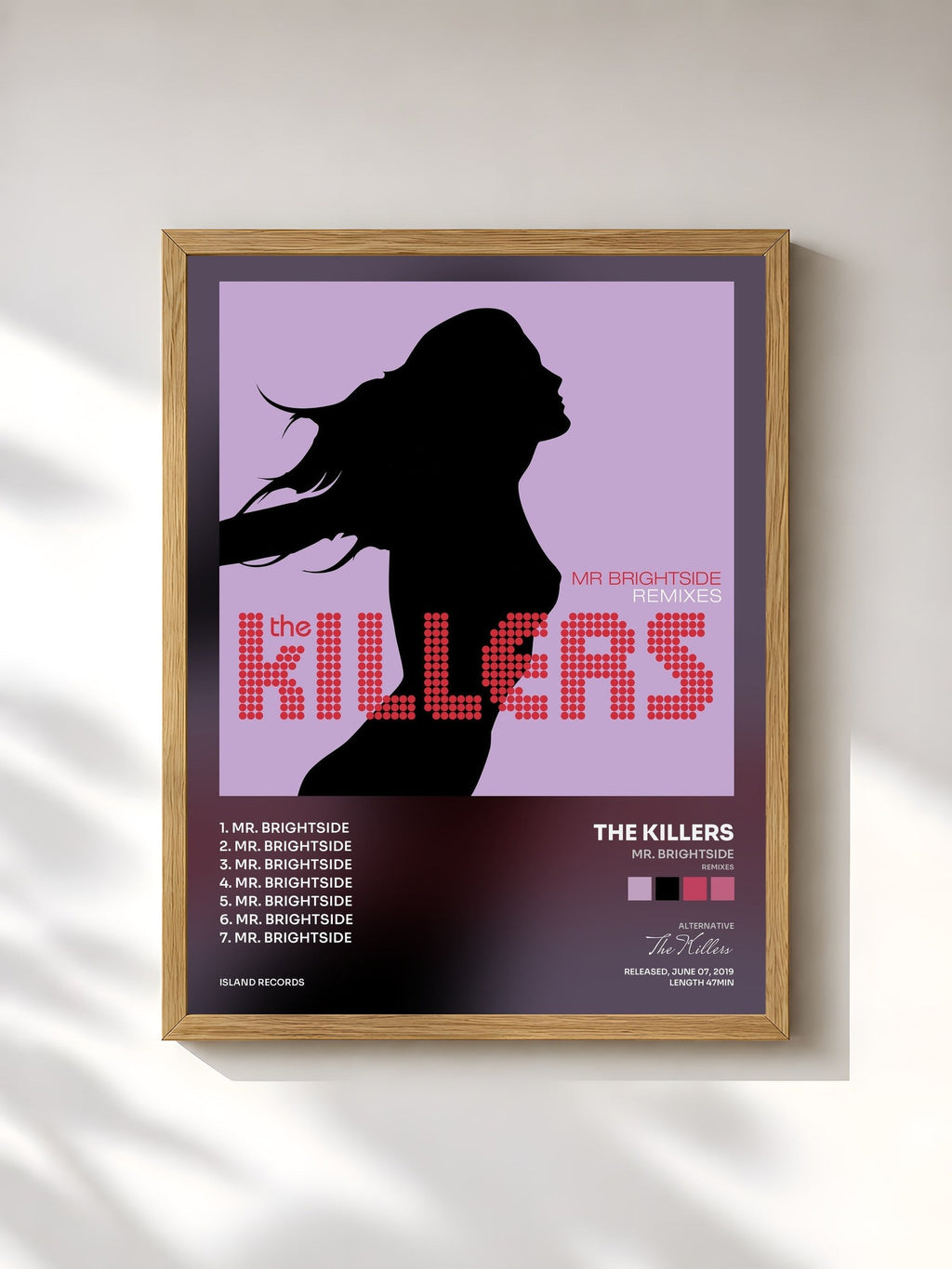 #bois Tableau de l'album Mr. Brightside (Remixes) de The Killers, cadre en bois brut, imprimé et encadré en France
